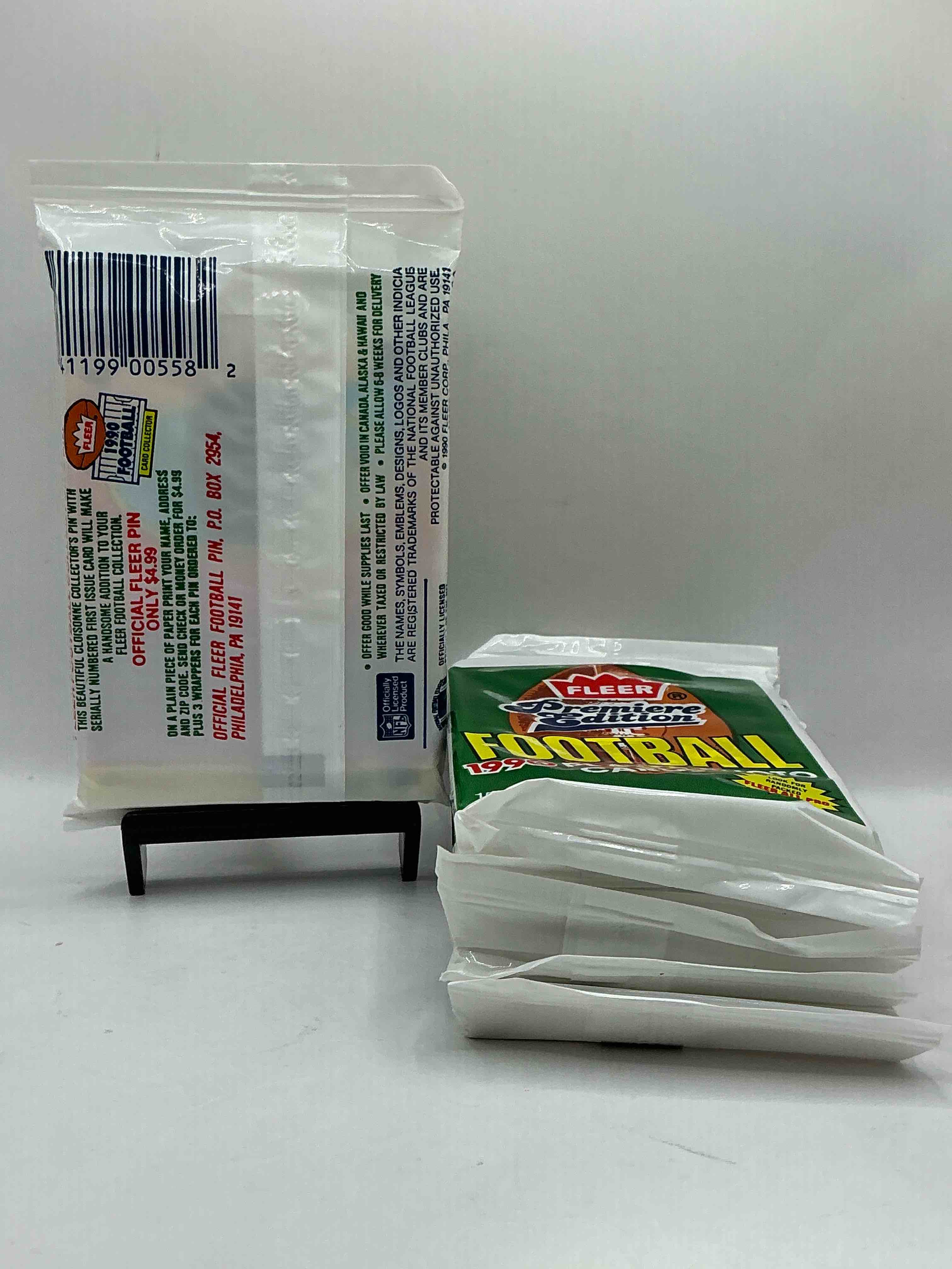 Condition photo showing New/Like New for Awesome Premiere Edition Sports Cards! Emmitt Smith Rookie Year! 1990 Fleer Premiere Edition Unopened Packs Direct From Original Box! Search For Emmitt Smith Rookies!