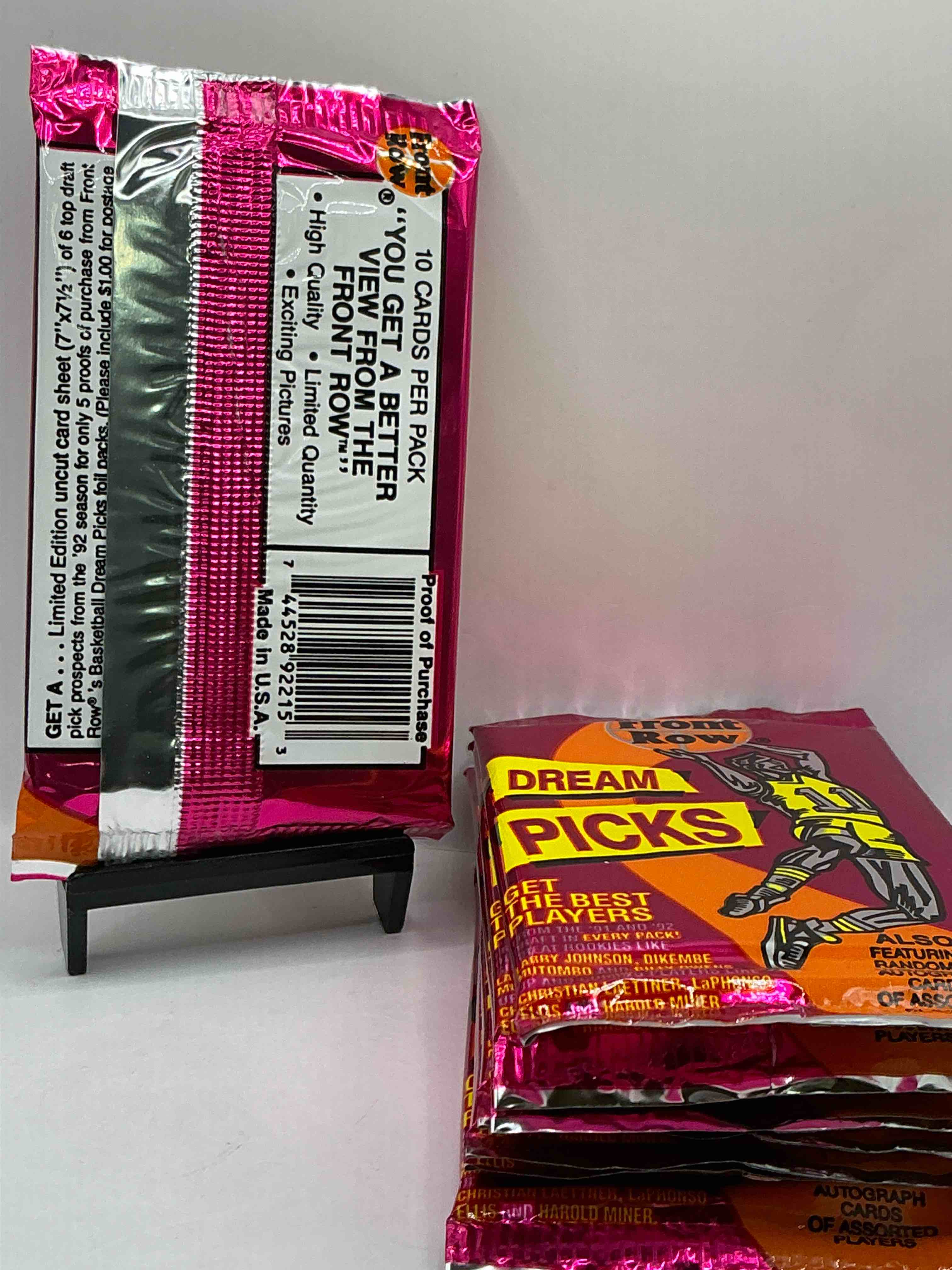 Condition photo showing New/Like New for 1991 Throwback Rarity! Here's Something You've Probably NEVER Seen! 1991 Front Row College Basketball / NBA Unopened Sealed Packs, Direct From Sealed Original Retail Case! Includes Randomly Inserted Rare Autograph Cards! Front Row Was The “Original" College Jersey Card Packs Back In The Day & Has Long Been Defunct. These Cards Are Becoming Serious Collector Items Due To Their Scarcity. These Things Are Serious Rare! Own Some Great Sports Card History & Something You'll Rarely See Again!