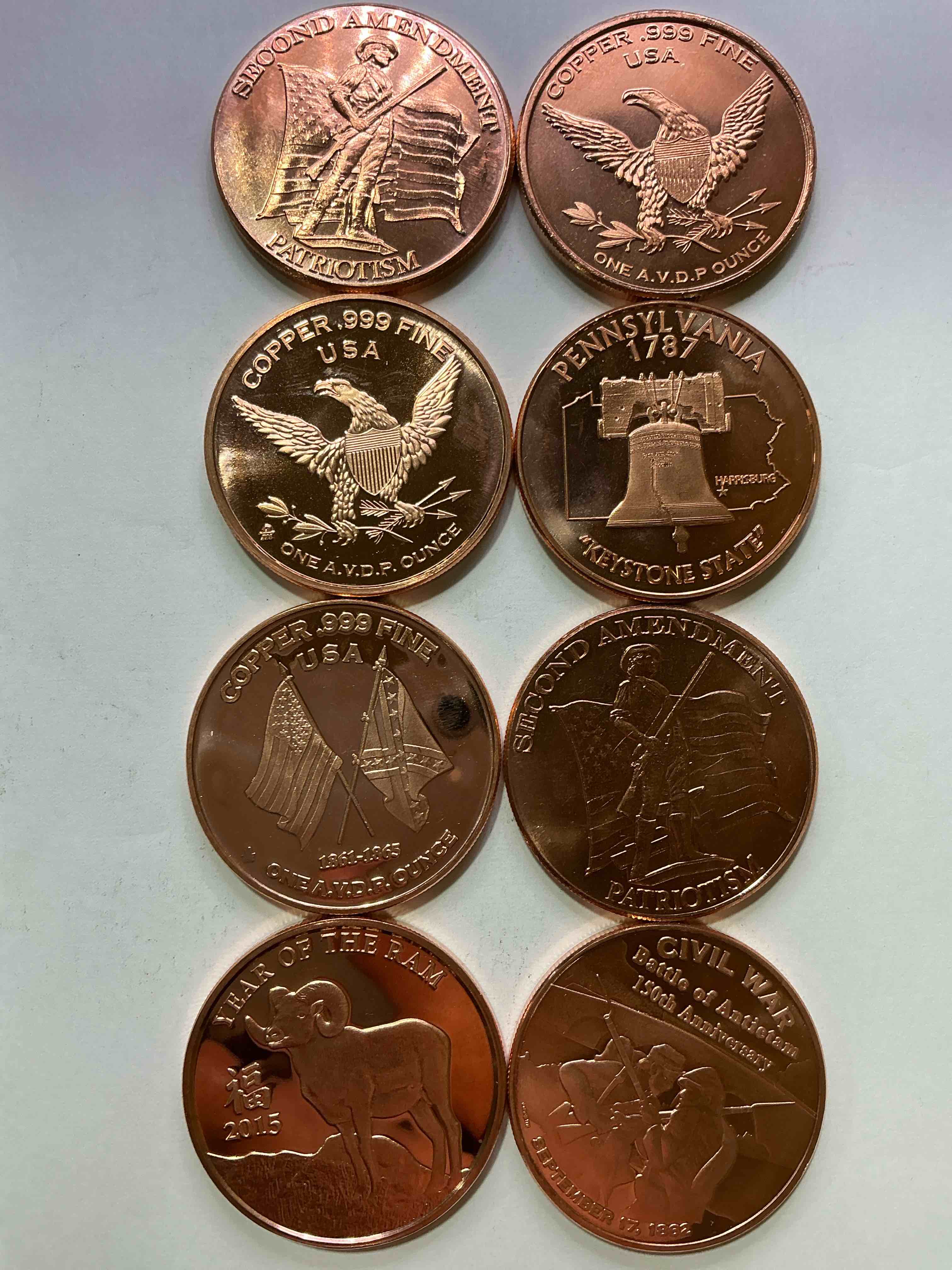 Copper Craziness! 1oz Copper Commemorative Coins! All Different Cool & Rare Designs! Awesome American Pure Copper!