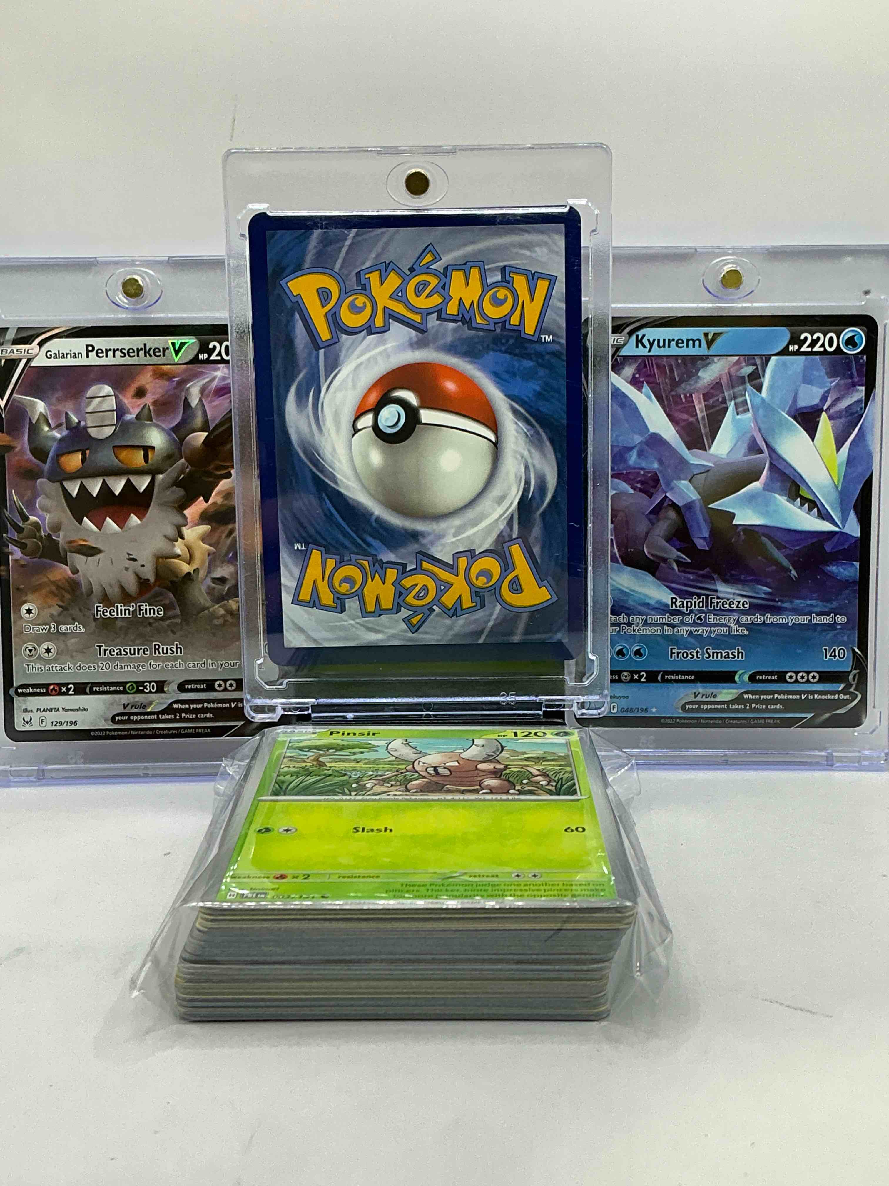 Condition photo showing New/Like New for Lucario V, Perserker V & Kyurem V & More! Pokémon Palooza! This Ultra Rare 50 Card Lot Includes Commons, Legends, Heroes, Holos & More! WOW! Ultra Cool!