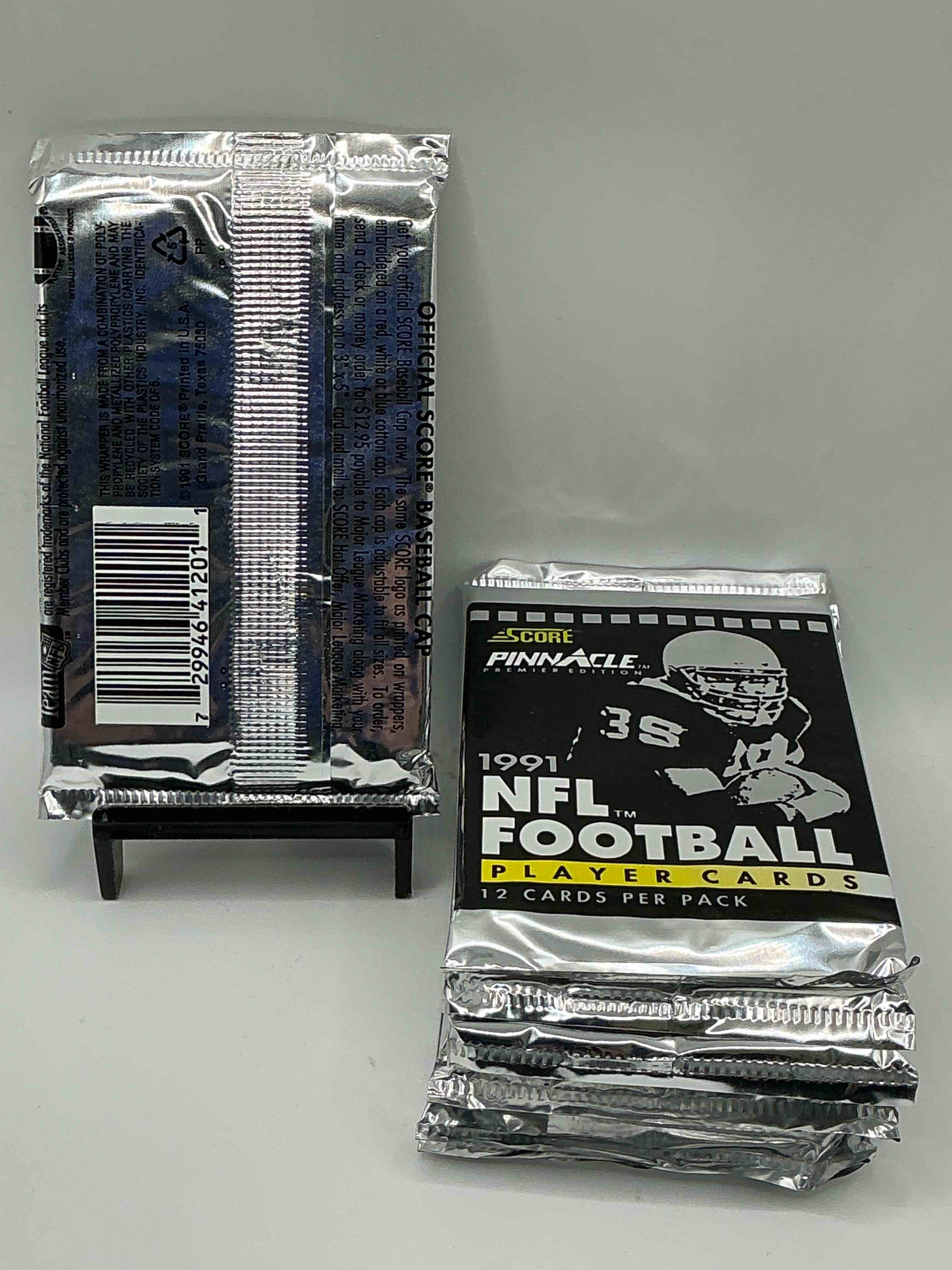Condition photo showing New/Like New for 1991 Pinnacle Premier Edition Score Unopened Sports Card Packs Direct From Original Box! Search For Valuable Emmitt Smith Cards & Other Stars!