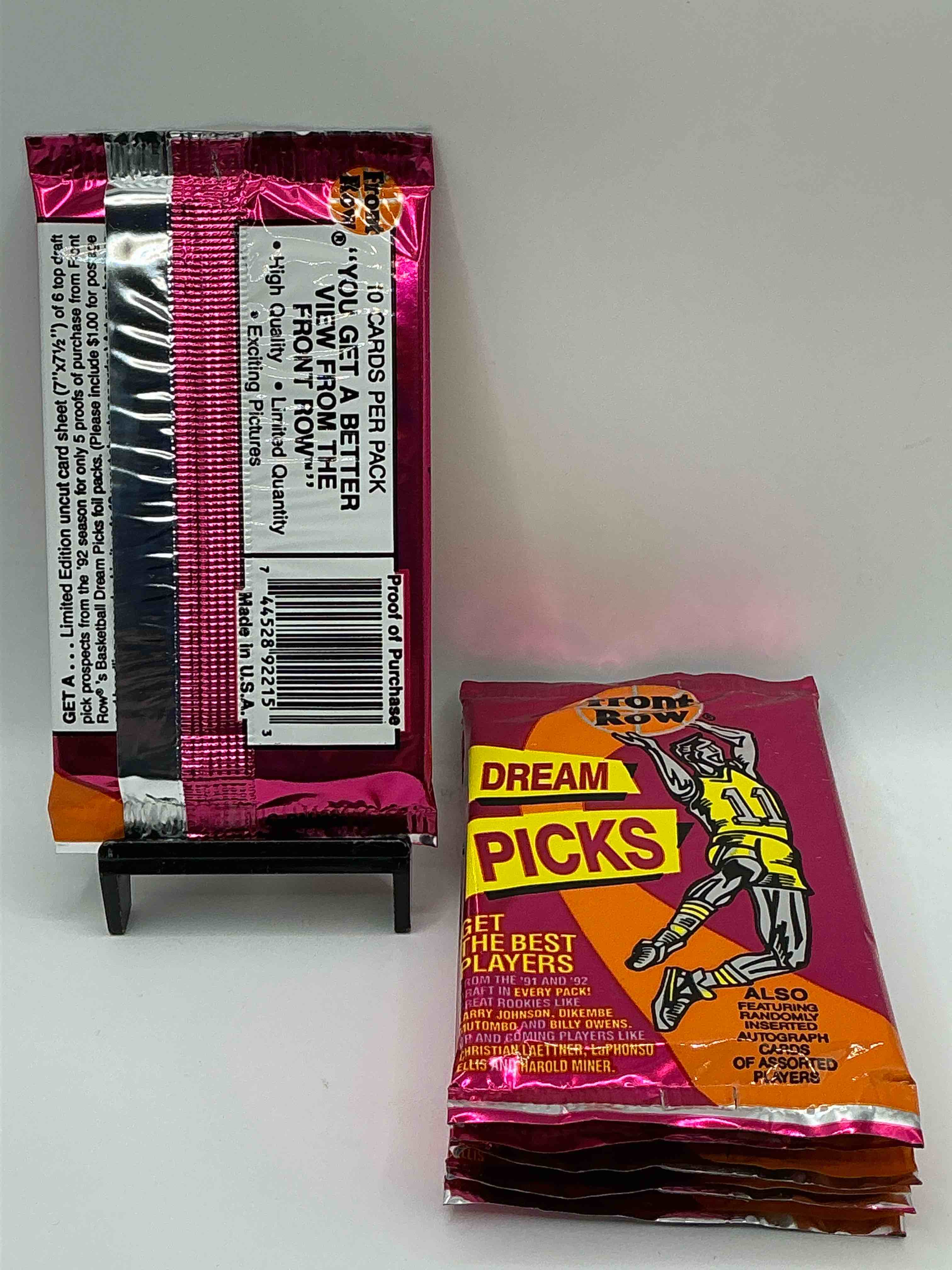 Condition photo showing New/Like New for 1991 Throwback Rarity! Here's Something You've Probably NEVER Seen! 1991 Front Row College Basketball / NBA Unopened Sealed Packs, Direct From Sealed Original Retail Case! Includes Randomly Inserted Rare Autograph Cards! Front Row Was The “Original" College Jersey Card Packs Back In The Day & Has Long Been Defunct. These Cards Are Becoming Serious Collector Items Due To Their Scarcity. These Things Are Serious Rare! Own Some Great Sports Card History & Something You'll Rarely See Again!