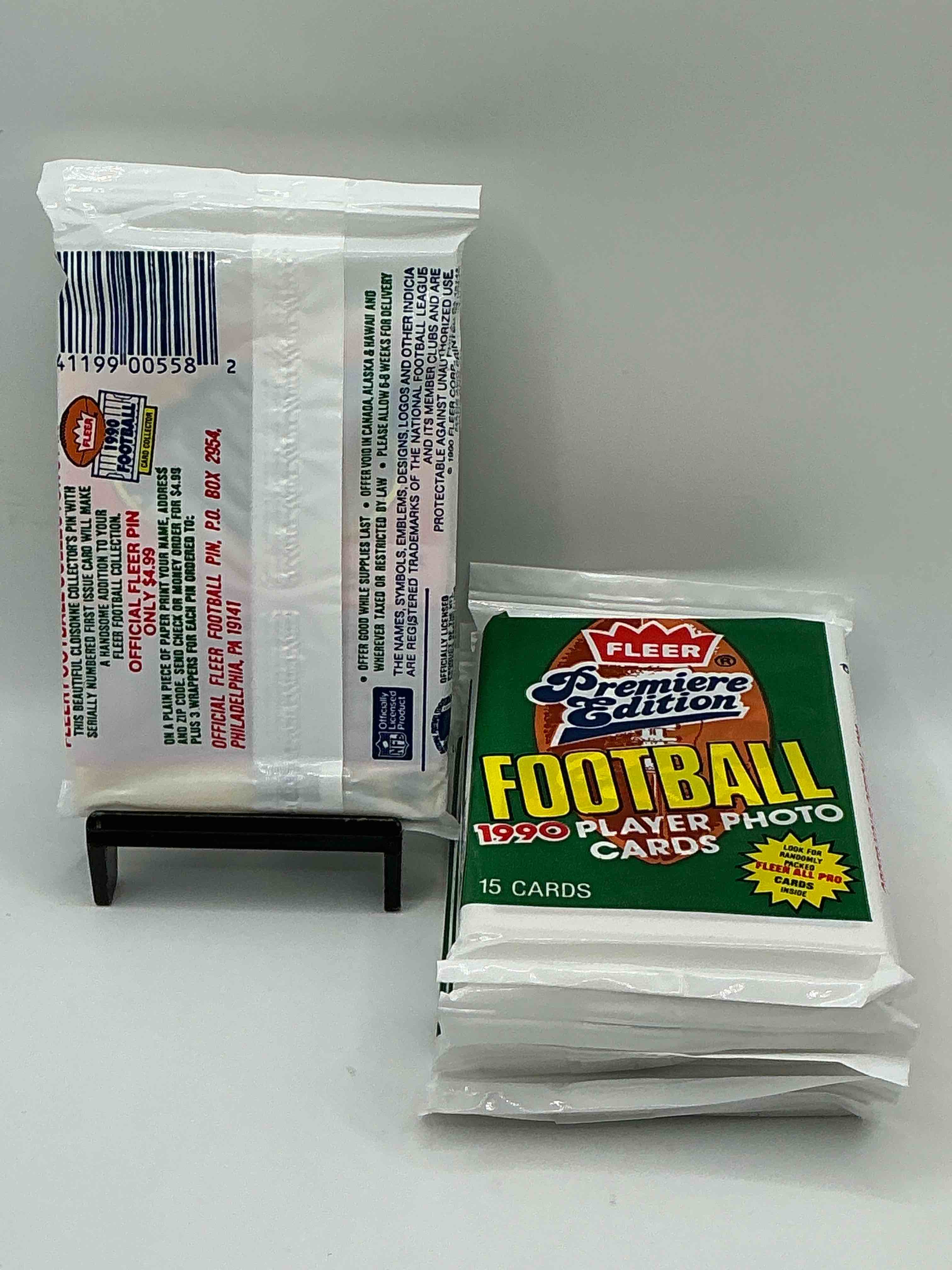 Condition photo showing New/Like New for Awesome Premiere Edition Sports Cards! Emmitt Smith Rookie Year! 1990 Fleer Premiere Edition Unopened Packs Direct From Original Box! Search For Emmitt Smith Rookies!