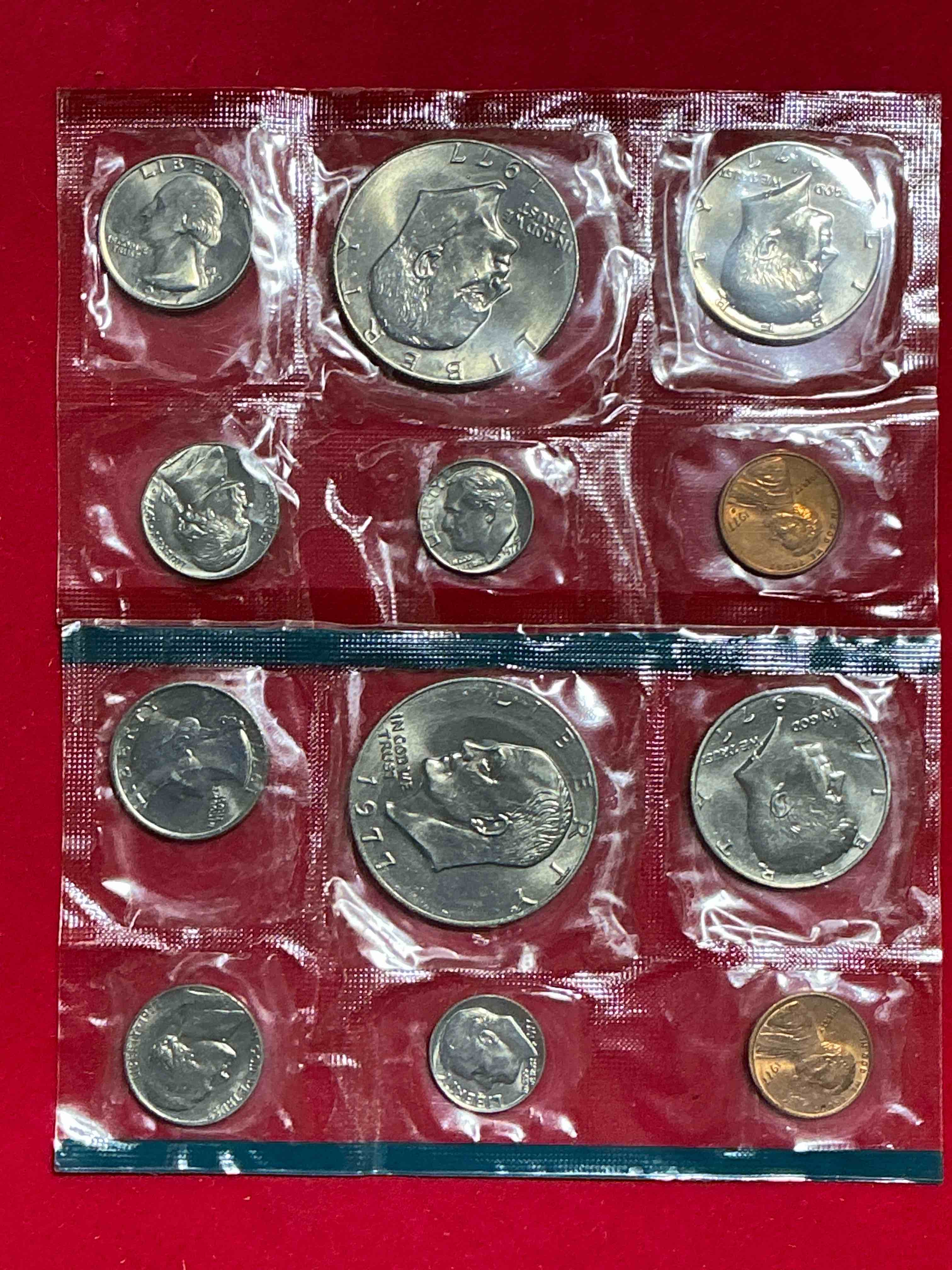 1977 Mint Coins, 12 Coin Denver & Philadelphia Mint! Eisenhower Dollar Coins, Half Dollars, Quarters, Dimes, Nickels & Pennies! Wow!