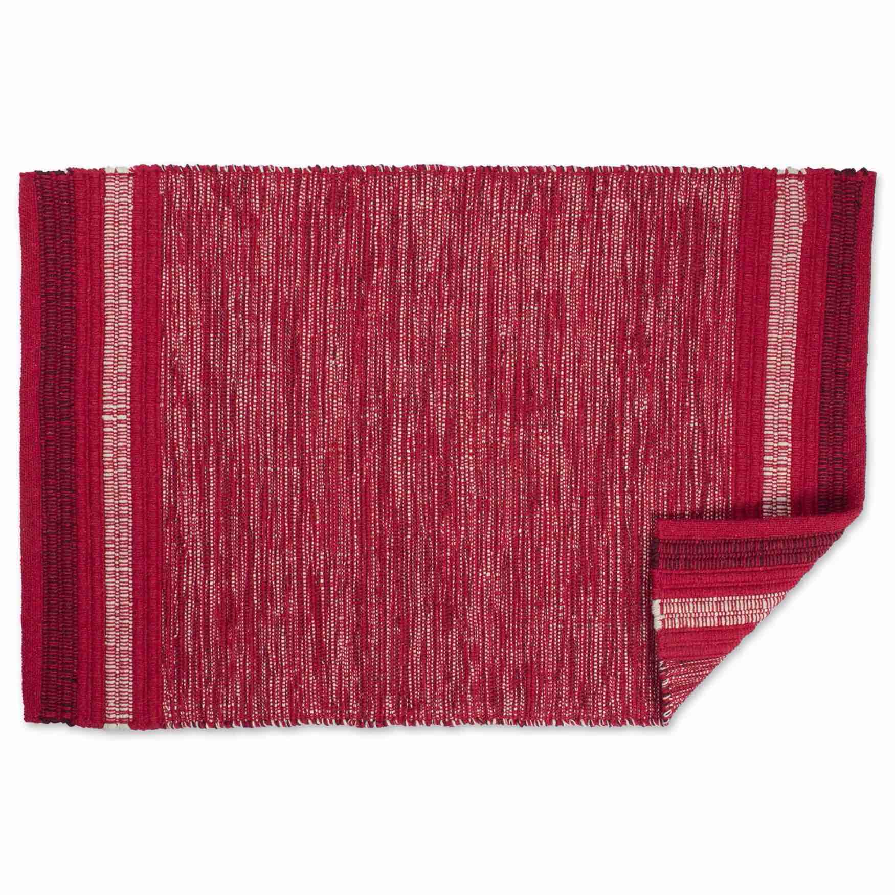 varigated red recycled yarn rug 2x3-ft