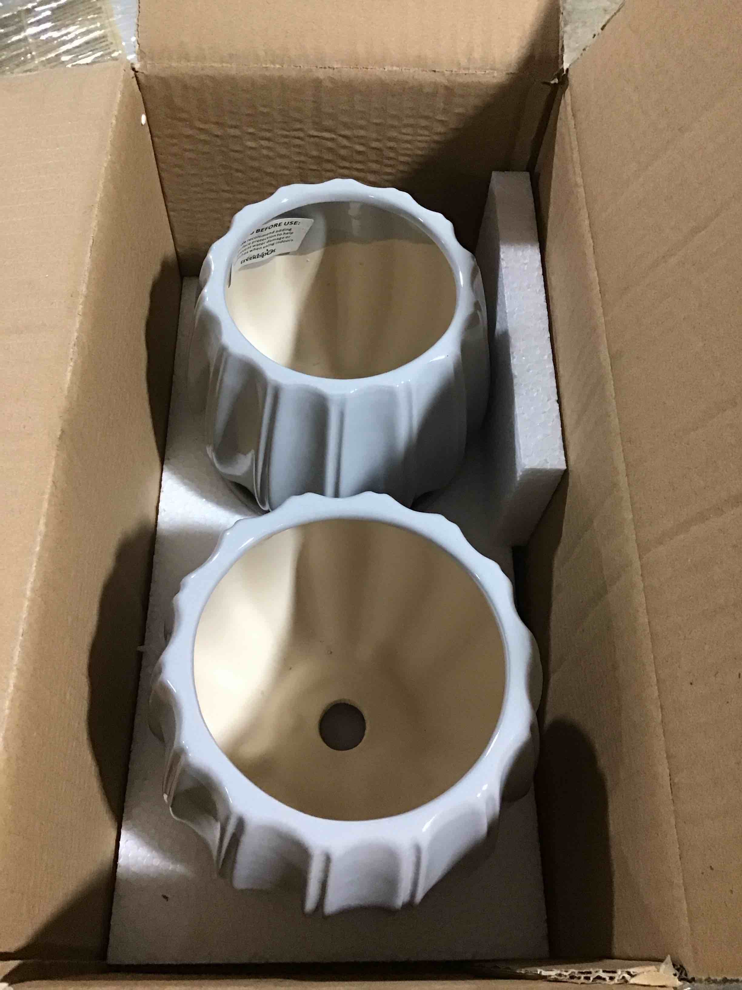Condition photo showing Brand New for 7008869 planter contour gray 6   trendspot contour 6 in. d ceramic planter gray (pack of 2)
