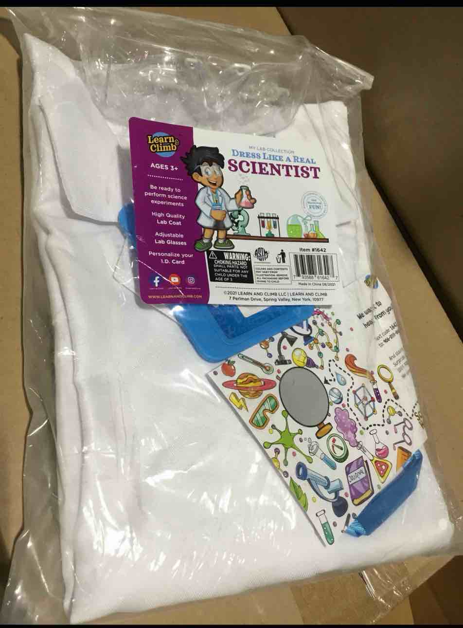 Condition photo showing Brand New for lab coat for kids - children s lab coat with adjustable glasses & personalized id card. great toy for science projects & experiments