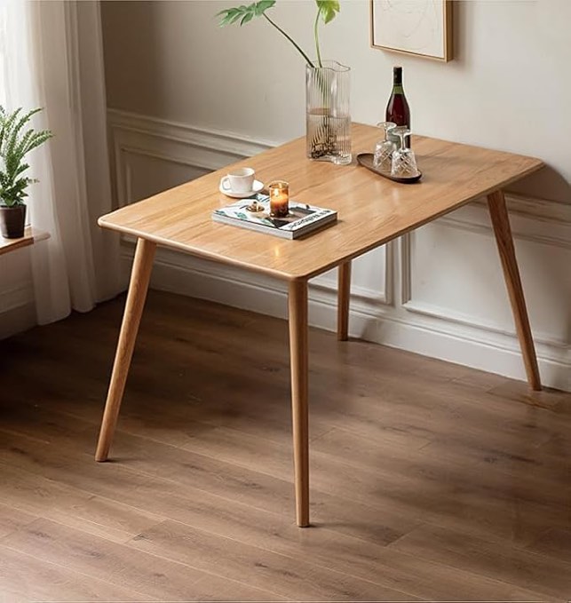 Solid Oak Wood Dining Table - Mid Century Modern Table - Oak Dining Table Seats 4-6 People - Wood Table for Kitchen, Office