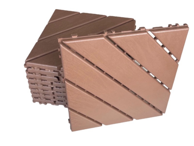 miniyam interlocking deck tiles, 44 packs 11.8"x11.8" waterproof patio floor decking tiles for porch poolside balcony backyard, all weather use, brown(diagonal line)