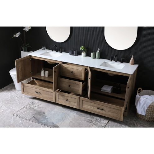 (( only top)) Soma 84 X 19 X 34 inch Natural Oak Vanity Sink Set
