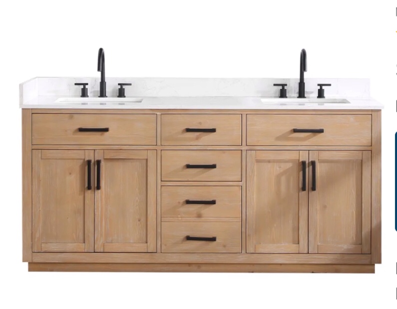 Altair Gavino 72" Free Standing Double Basin Vanity Set with Cabinet and Stone Composite Vanity Top