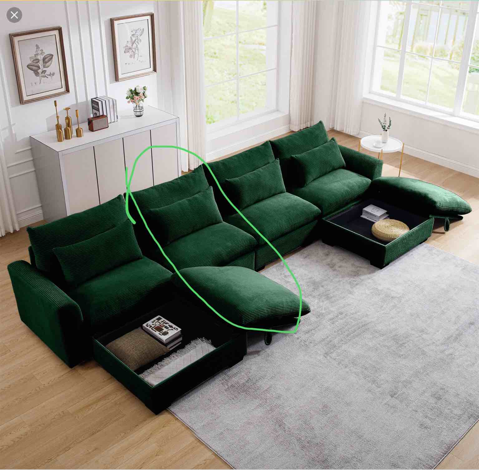 Seater Sofa Couch green velvet (incomplete/similar)