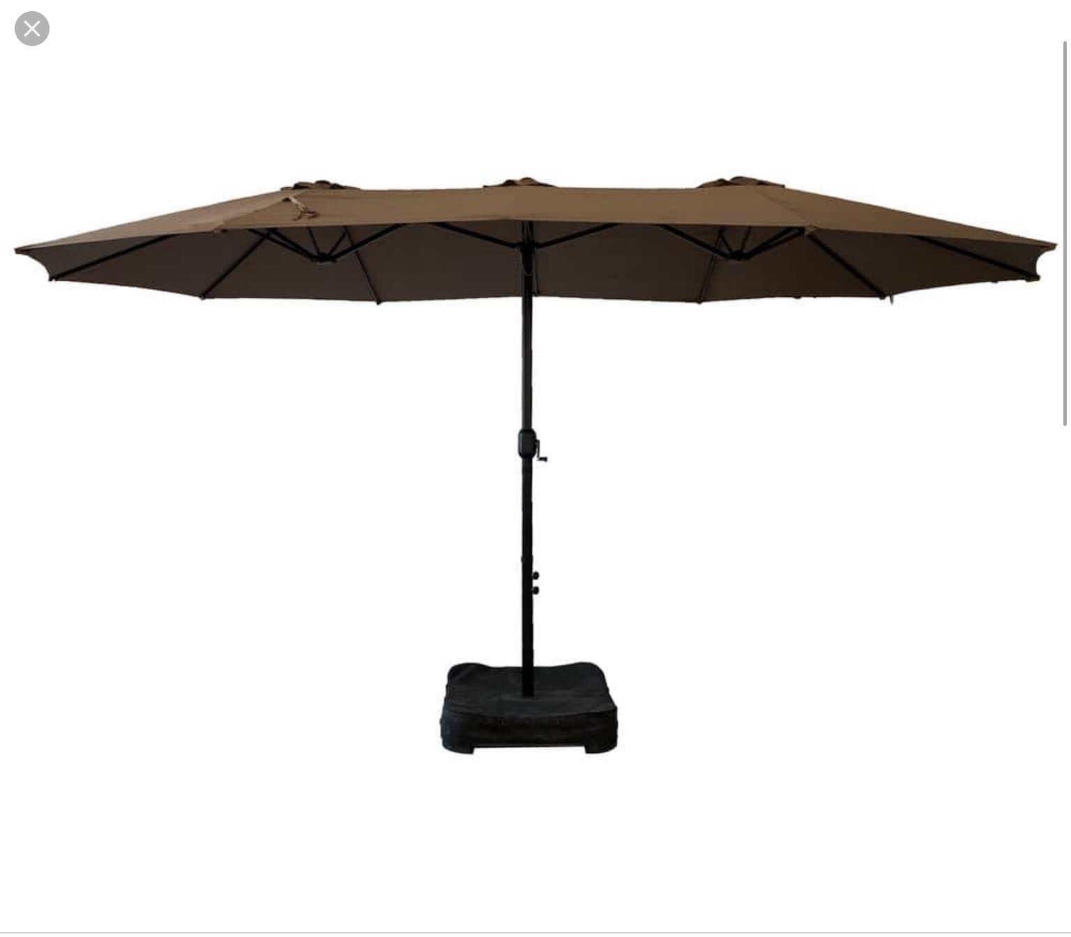 15 ft. Large Double-Sided Outdoor Market Umbrella brown and Base