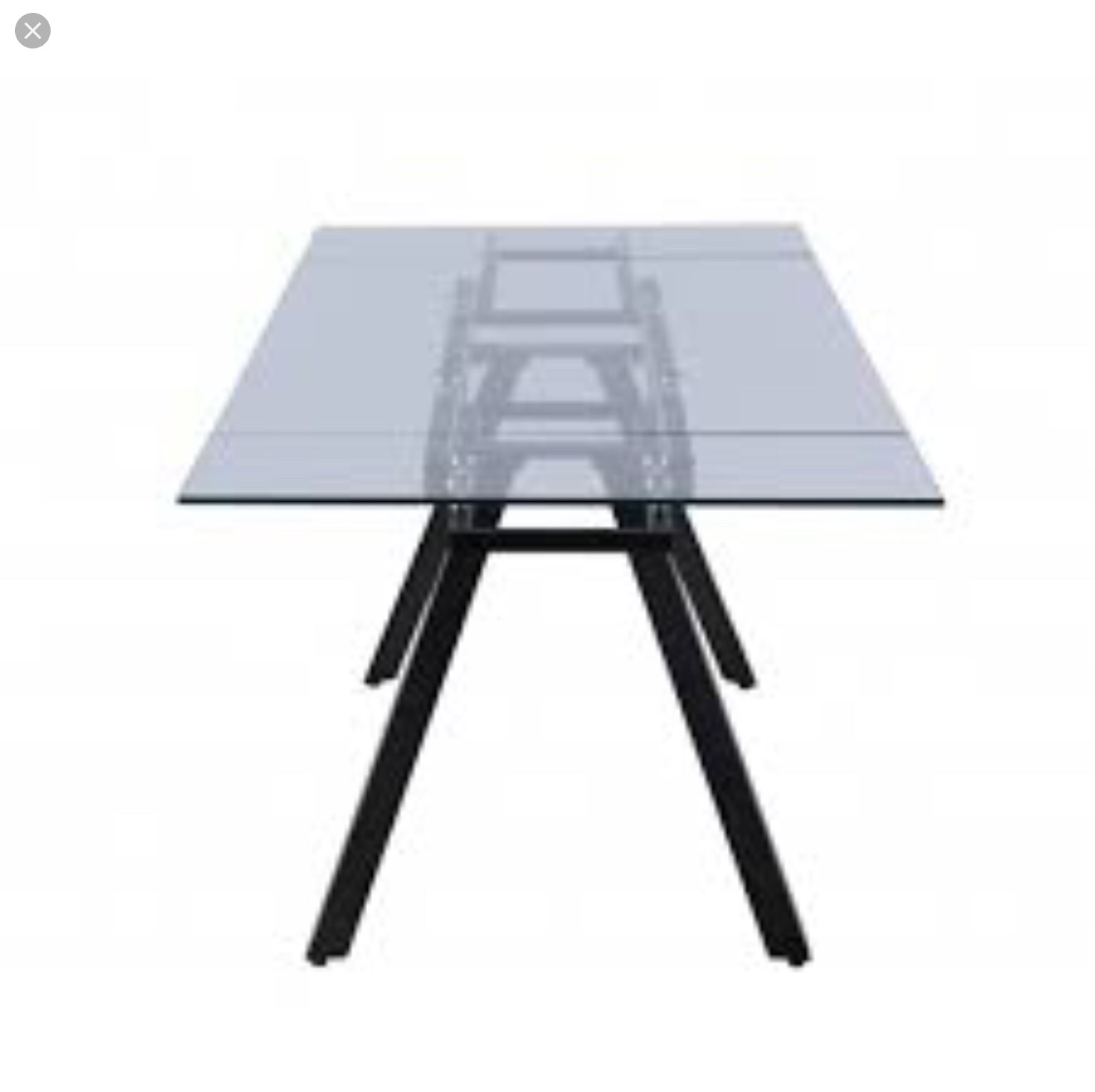 Chintaly Aida Extendable Glass Top Dining Table with 2 Extensions in Matte Black by Dining(incomplete /clear glass)