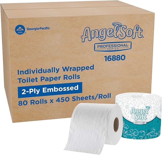 Angel saw toilet paper approximately 30 rolls