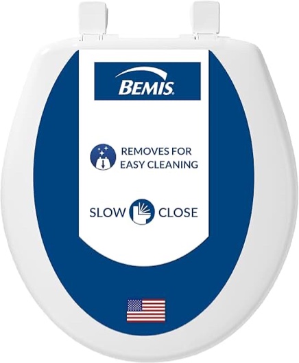 BEMIS GR70 000 Toilet Seat  With Cover  Plastic  Round  White