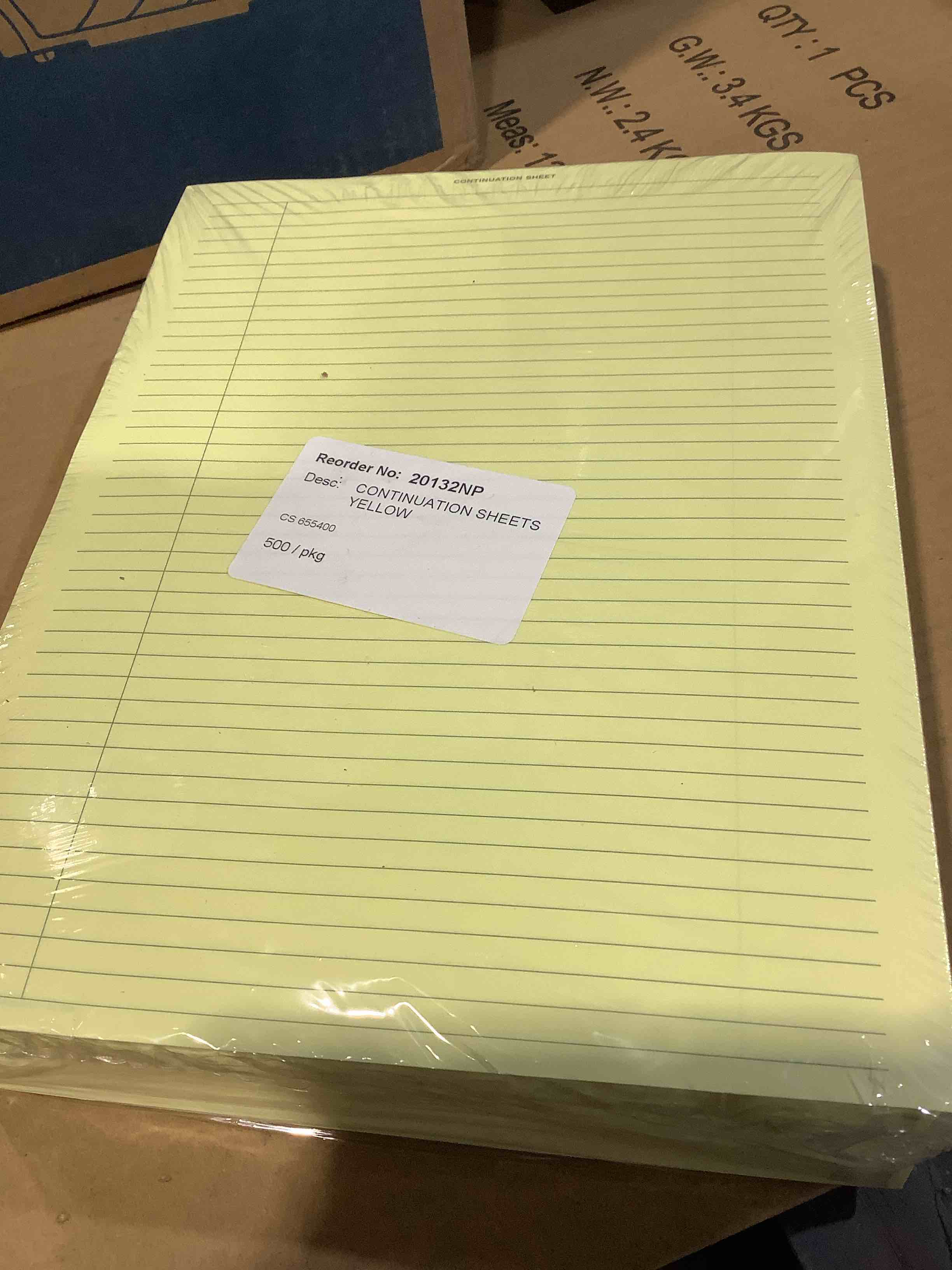 20132NP Continuation Sheets in Yellow (500 pack)