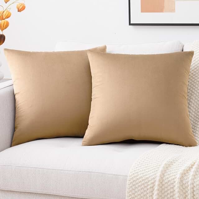 17" x 17" Tan Textured Pillow Cases, 2 Set