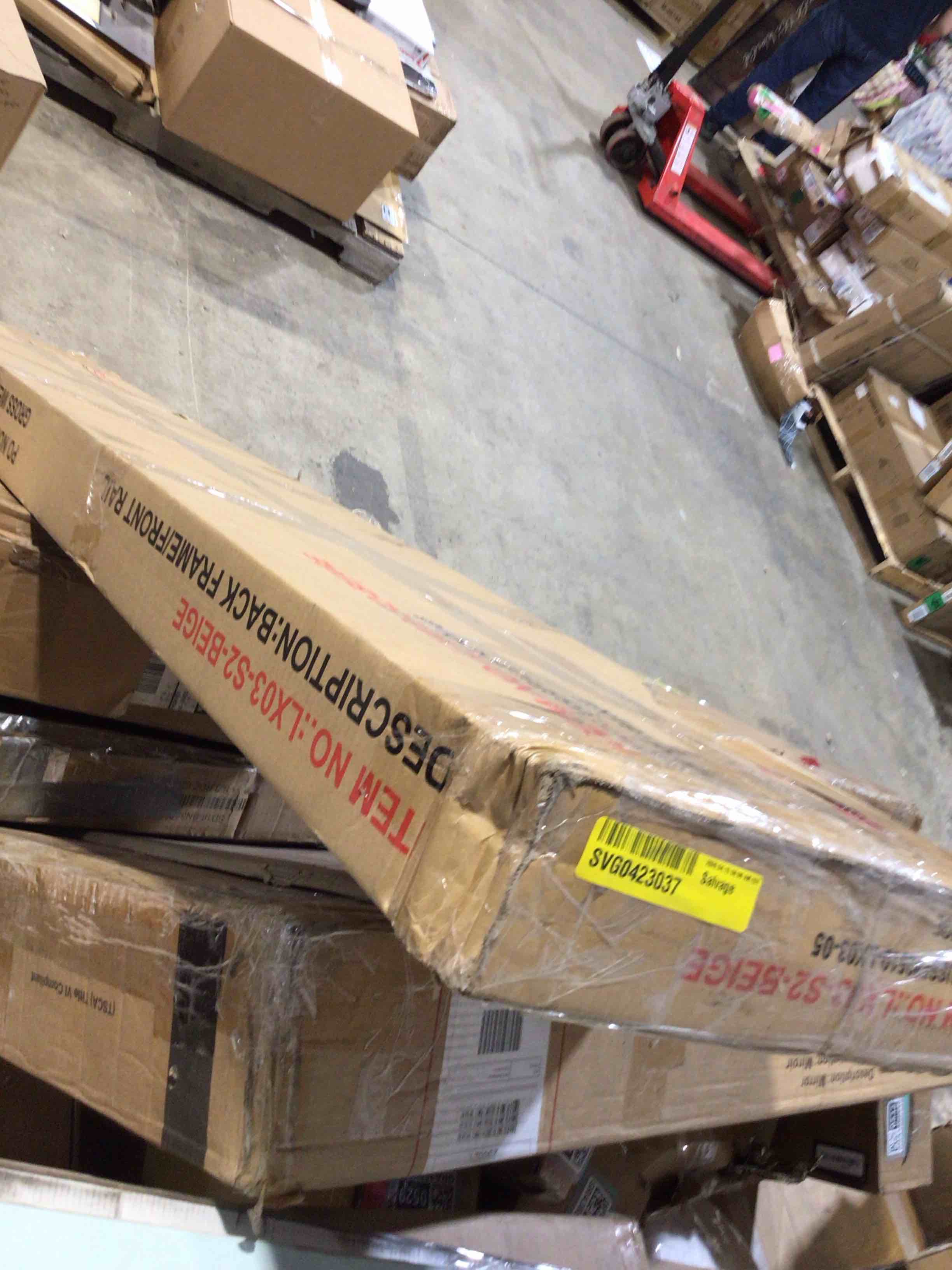 Condition photo showing Good Condition for back frame and front rails lx03-s2-beige, box 2 of 3