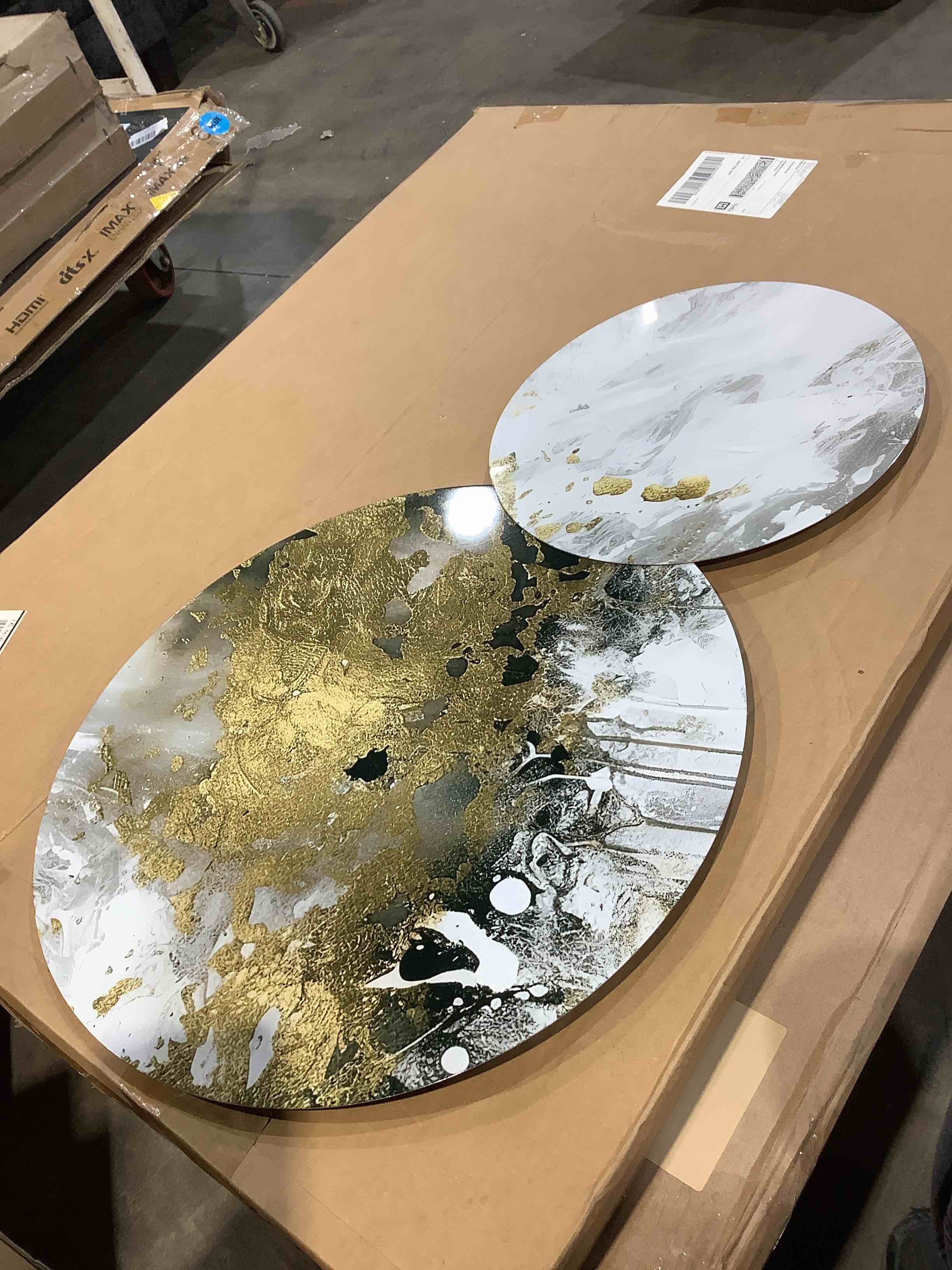White Gold Mysterios Marble Round Metal Wall Decor Set of 2