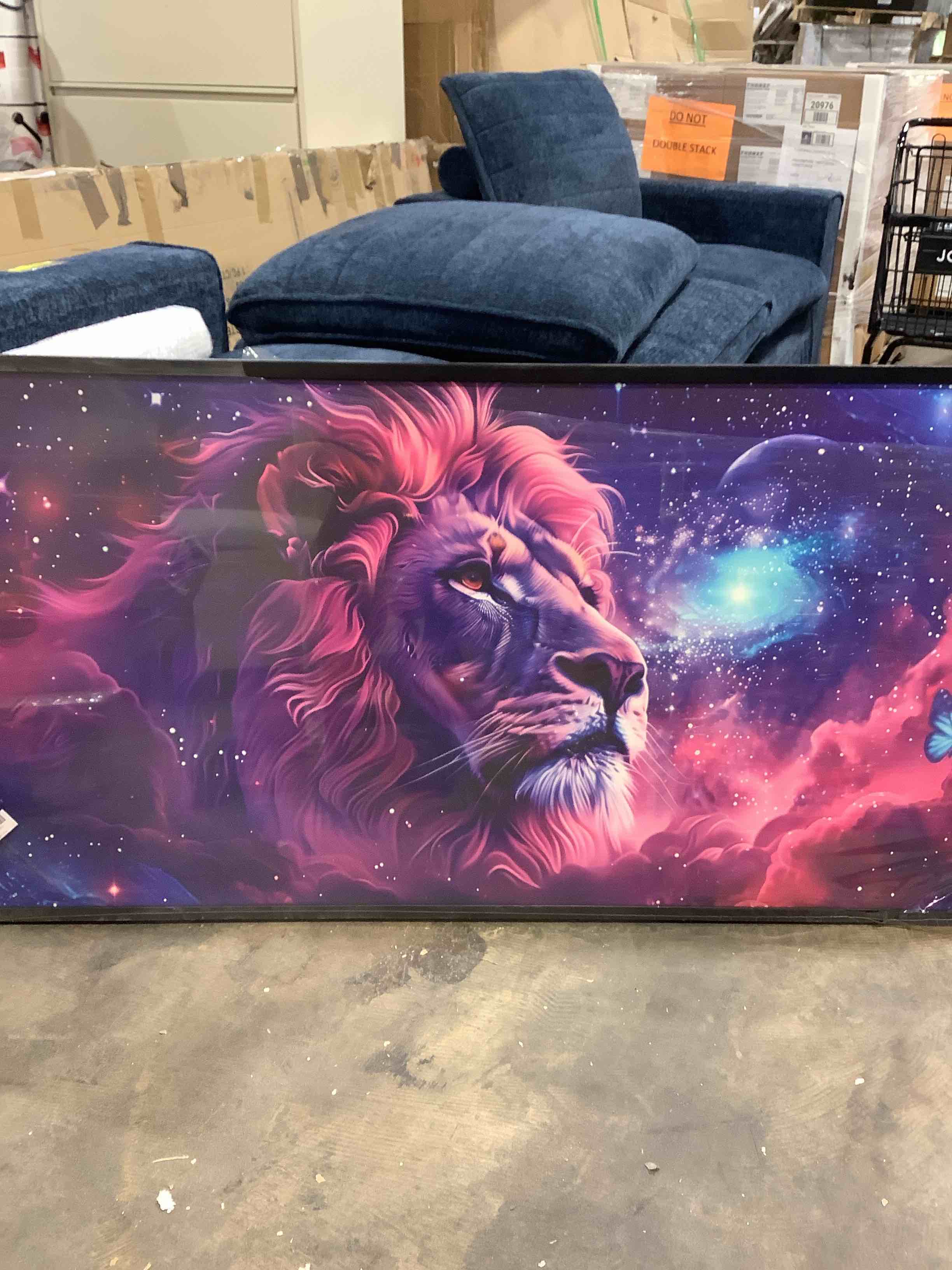 60" x 30" Pink Blue Lion Head