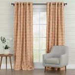 Bryngeir Orange gingham polyester blackout curtains, pair