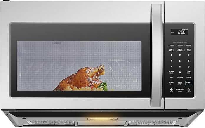 midea mor17bsa-ss 1.7 cu.ft. over the range microwave oven with smart touch panel, auto cooking menu, 1000 w, 300 cfm ventilation, in stainless steel