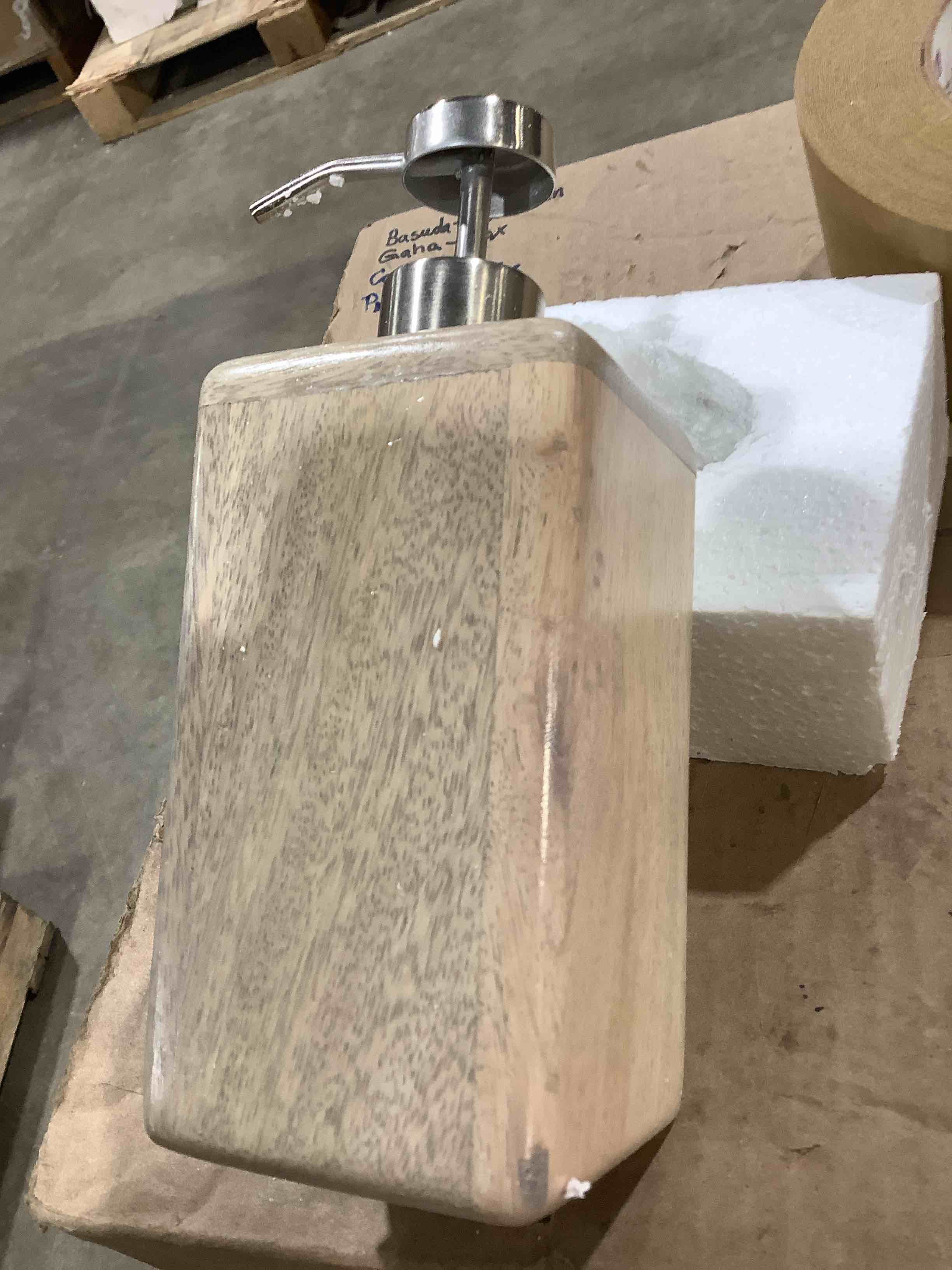 Condition photo showing New/Like New for alethea wooden soap and lotion dispenser