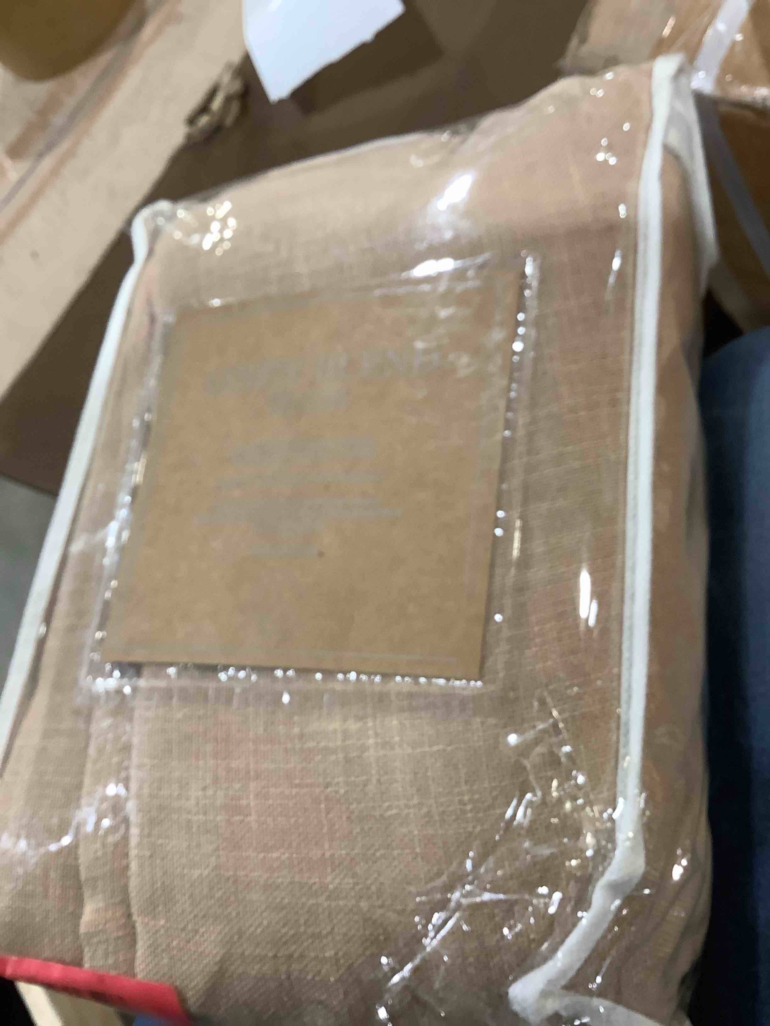 Condition photo showing Good Condition for sickels linen blend grommet tan curtains pair, 52" x 84"
