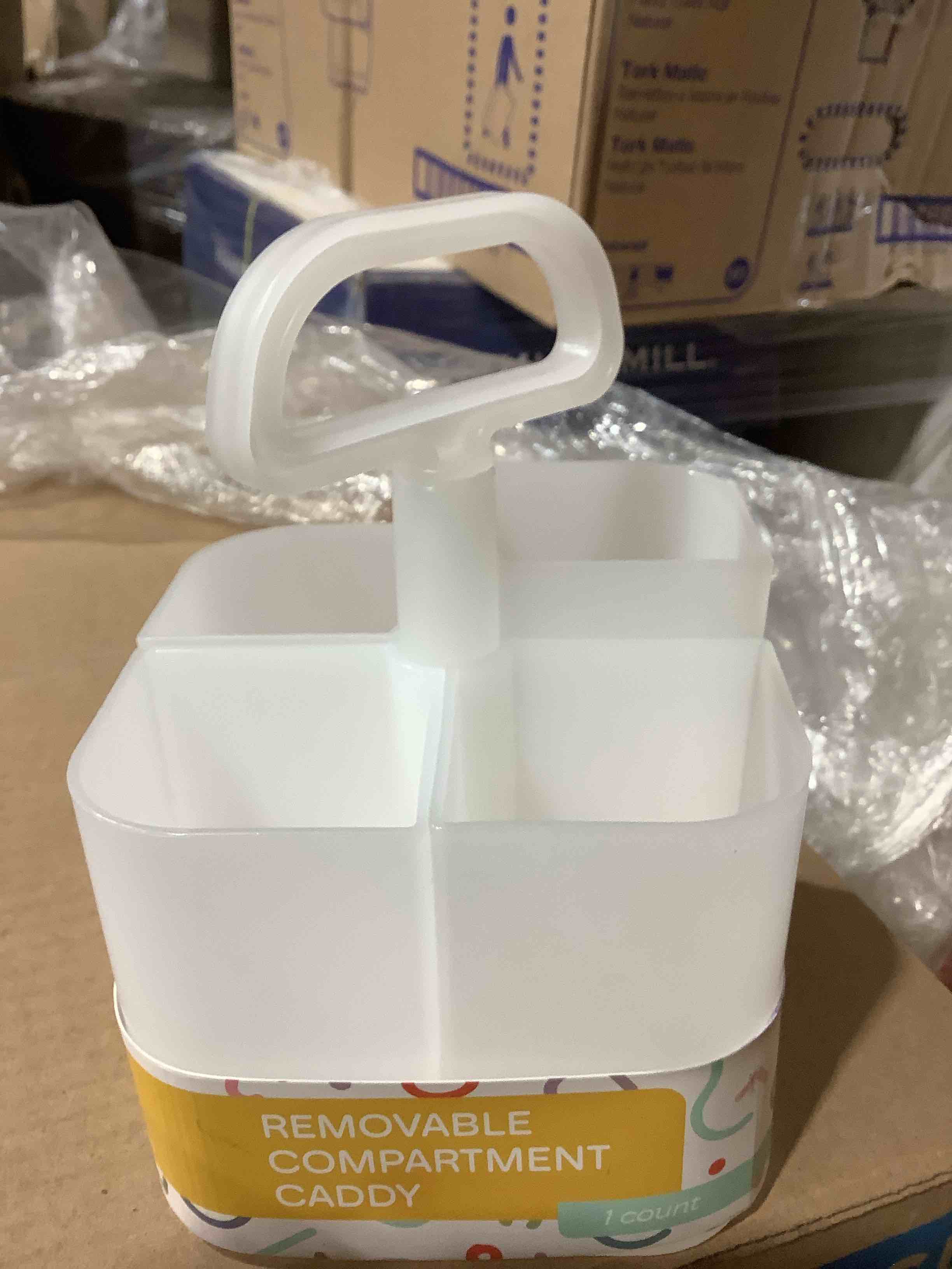 white removable 4 compartment caddy