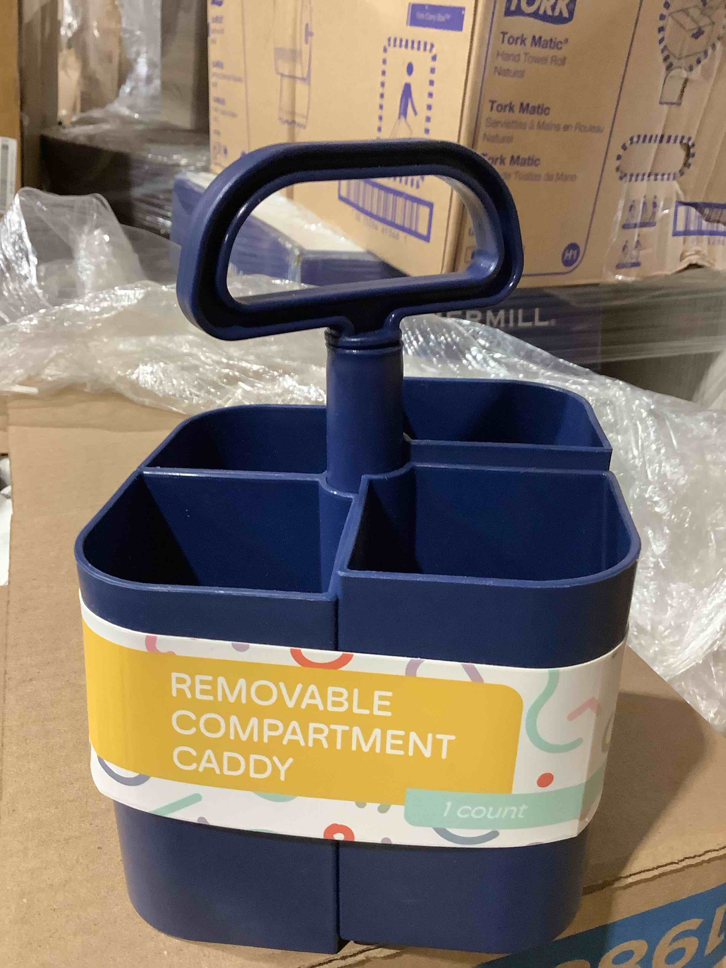 blue removable 4 compartment caddy