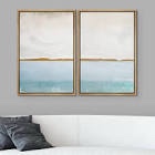 signleader framed canvas print wall art set gold blue ocean sea beach