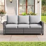 Gray Wicker Outdoor Sofa color light gray incomplete, box 1 of 3