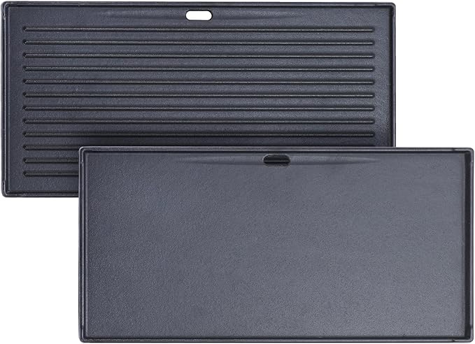 reversible cast iron griddle & grill pan - stove top griddle with ribbed/smooth surfaces, fits nice cooker grills 