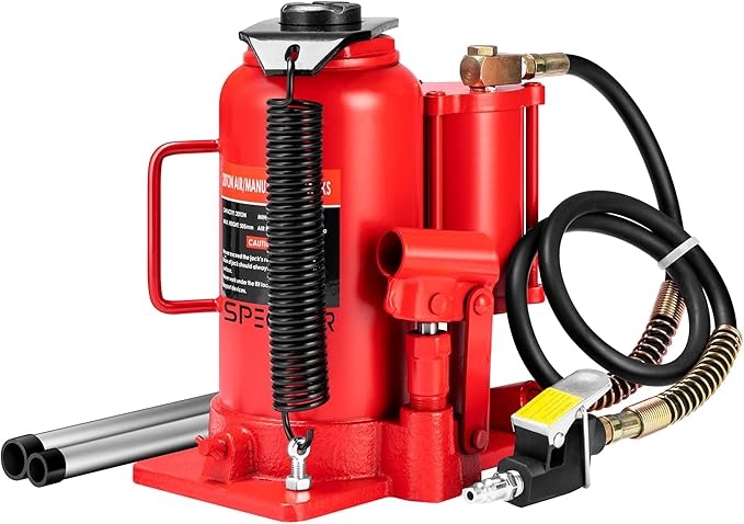 specstar pneumatic air hydraulic bottle jack with manual hand pump 20 ton heavy duty auto truck trav
