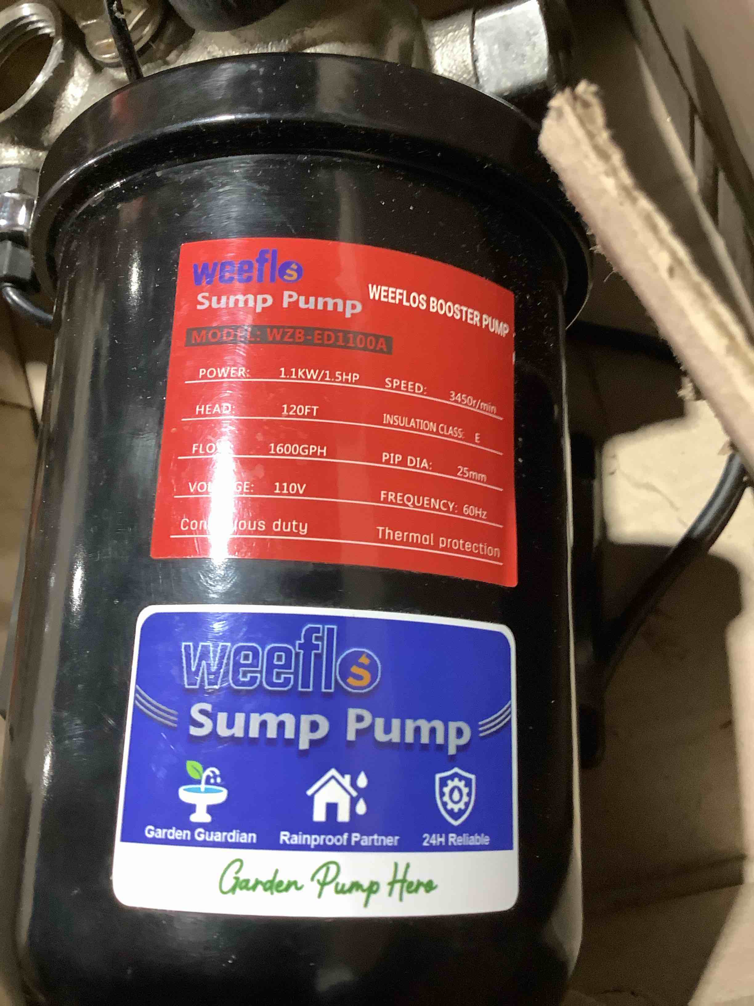 Condition photo showing Good Condition for weefl booster pump wzb-ed1100a