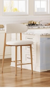 counter height bar stools upholstered kitchen bar stool with curved back support, kitchen stool for kitchen island, home bar (beige)