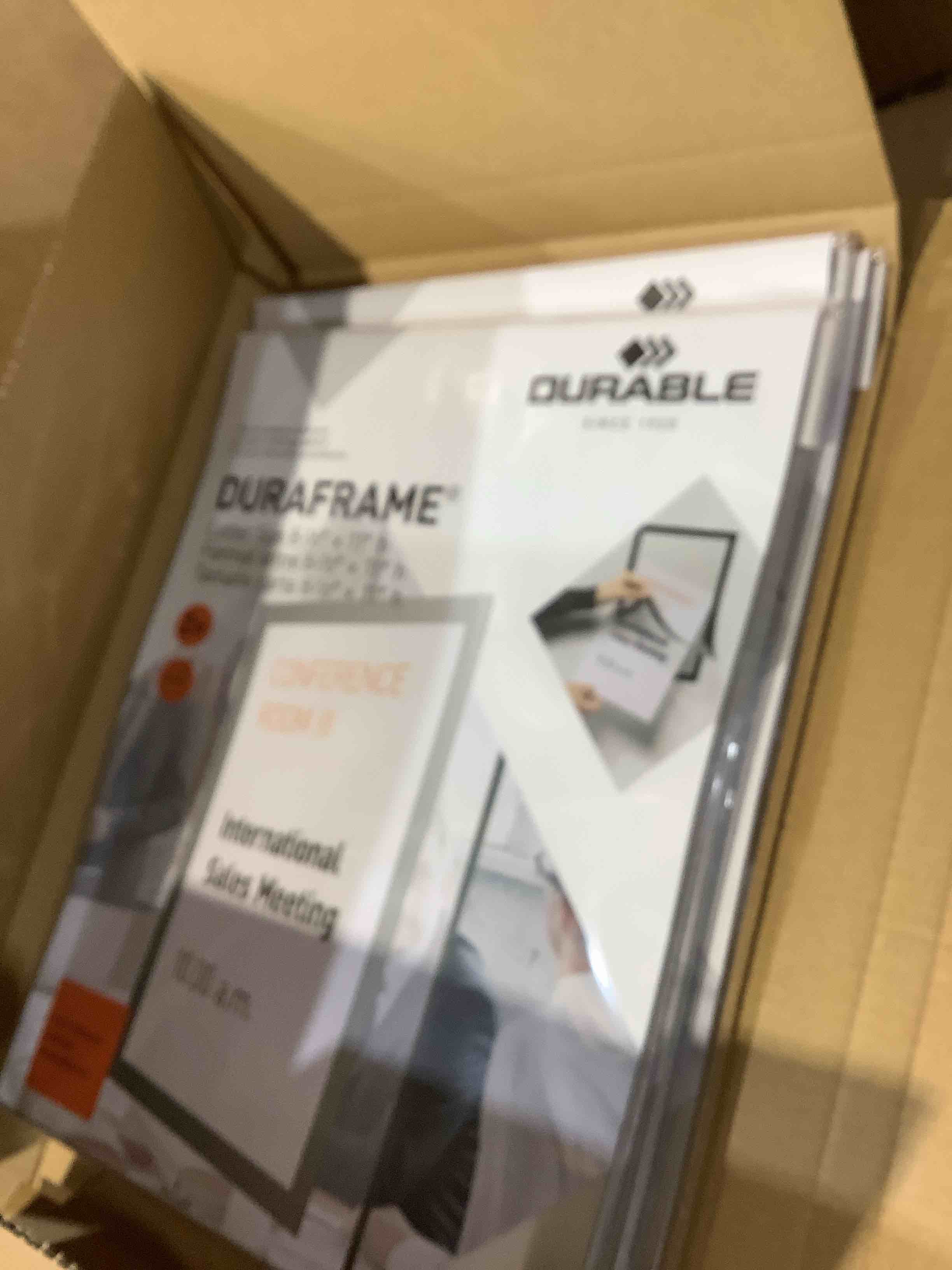 Condition photo showing Good Condition for durable 476823 duraframe 8.5 in. x 11 in. sign holder - silver frame (2/pack), 5 count
