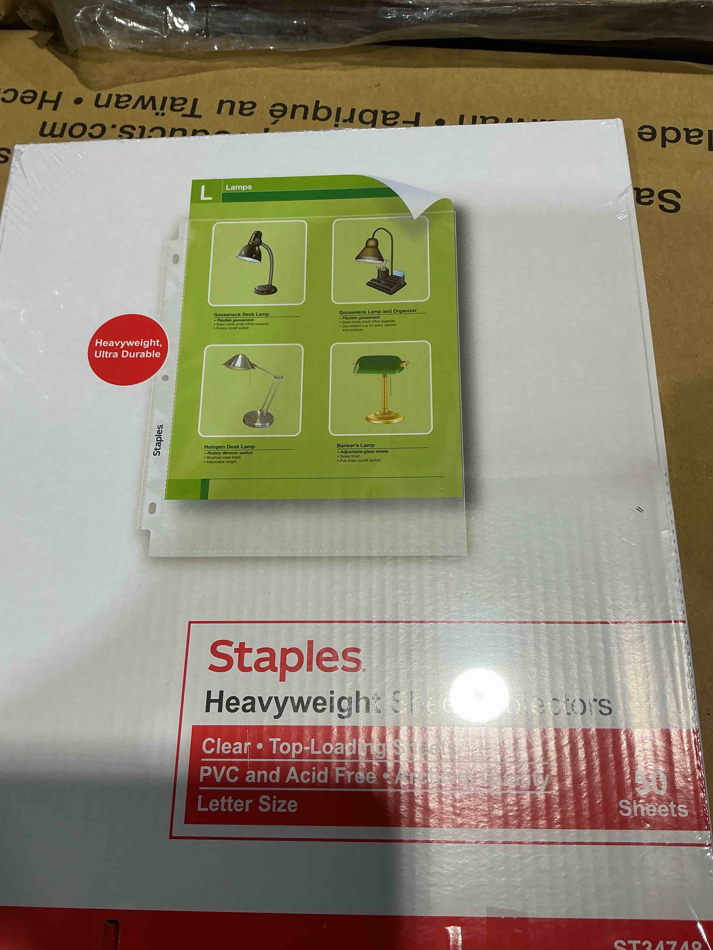 Condition photo showing New/Like New for staples heavyweight sheet protectors – clear page protectors for binders, durable protection, 50-pack