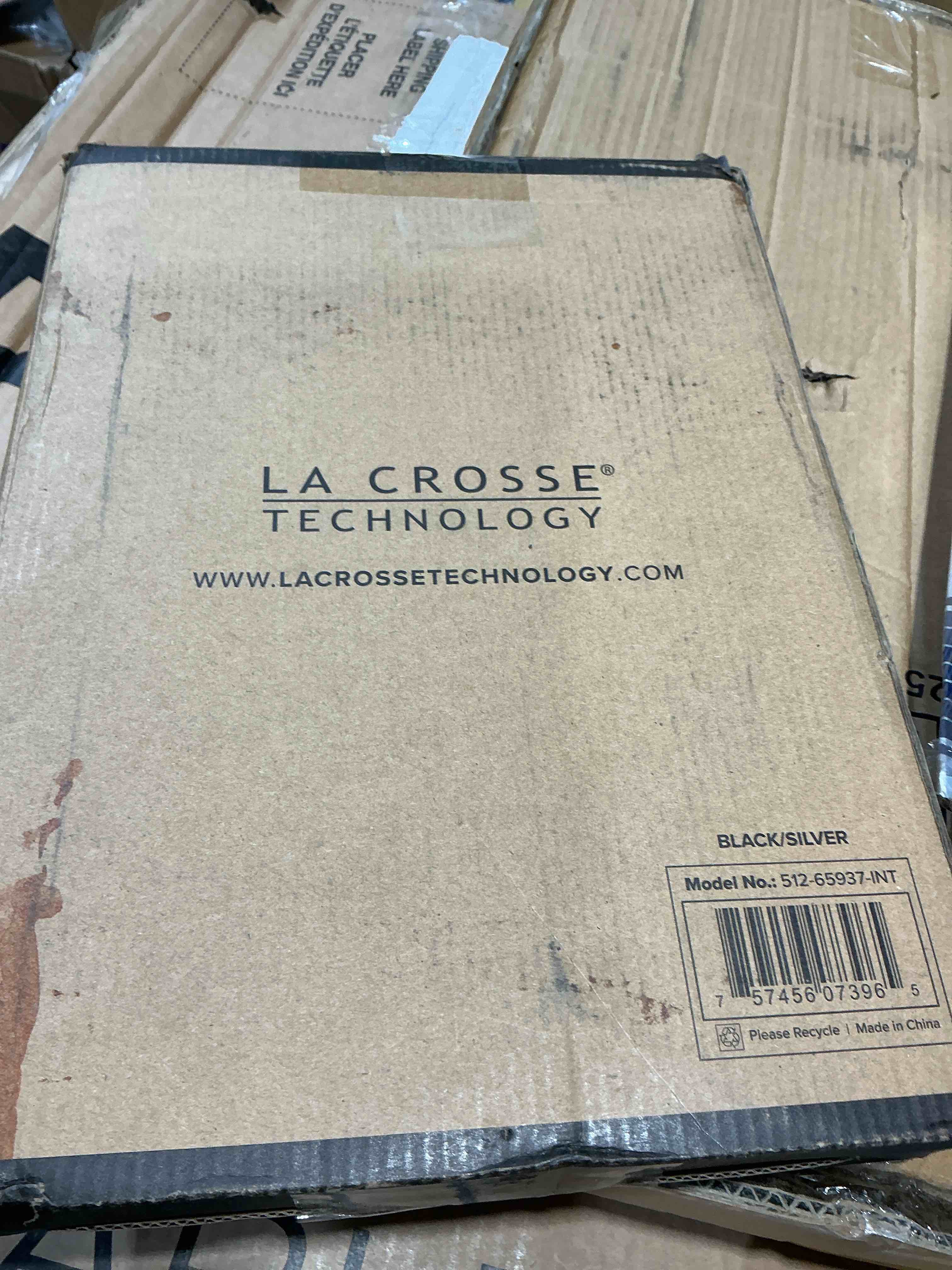 Condition photo showing Good Condition for la crosse technology atomic digital black & silver contemporary clock 512-65937-int