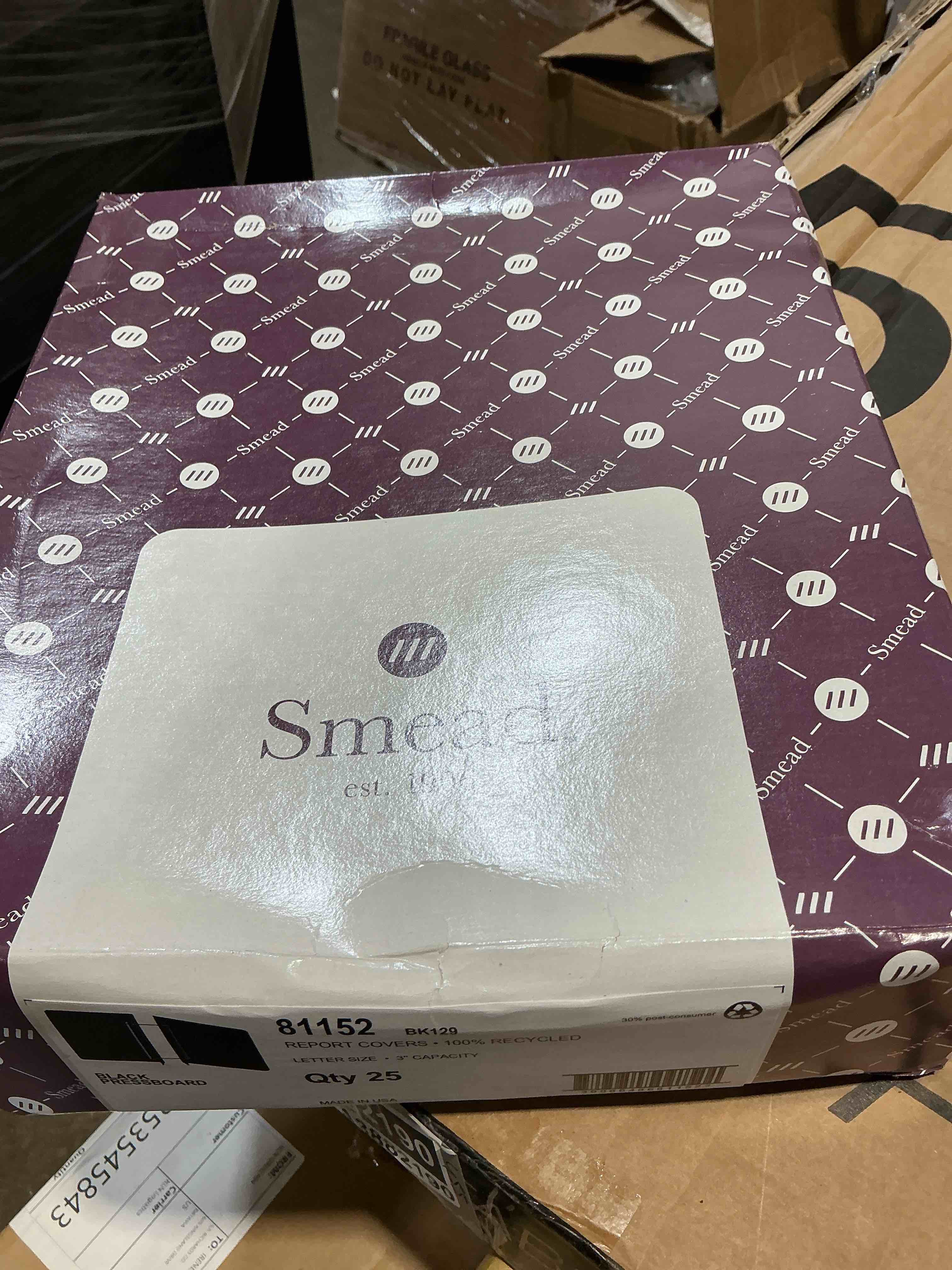 Condition photo showing New/Like New for smead  smd81152  premium pressboard report cover  metal prong with compressor  1 each  black