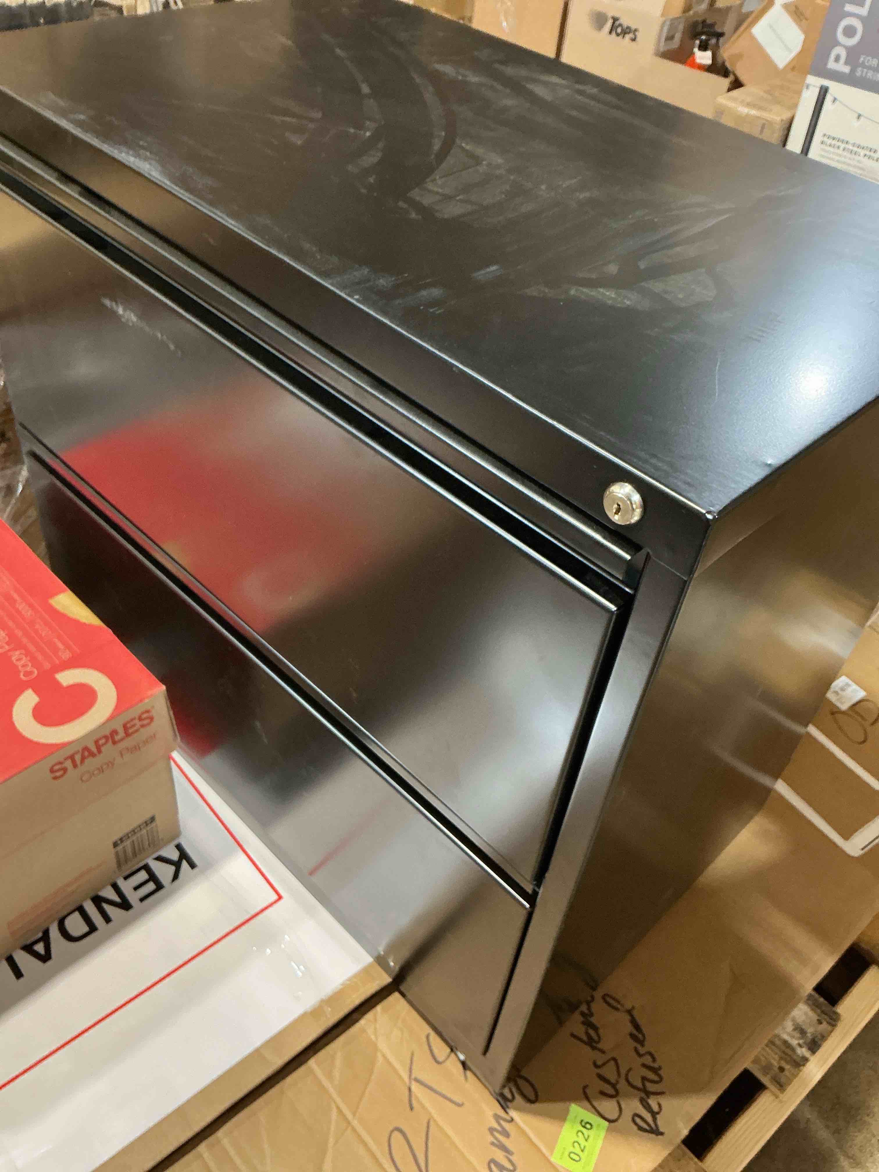 Condition photo showing Good Condition for hirsh 30 inch wide 2 drawer lateral 101 file cabinet in black, fully assembled