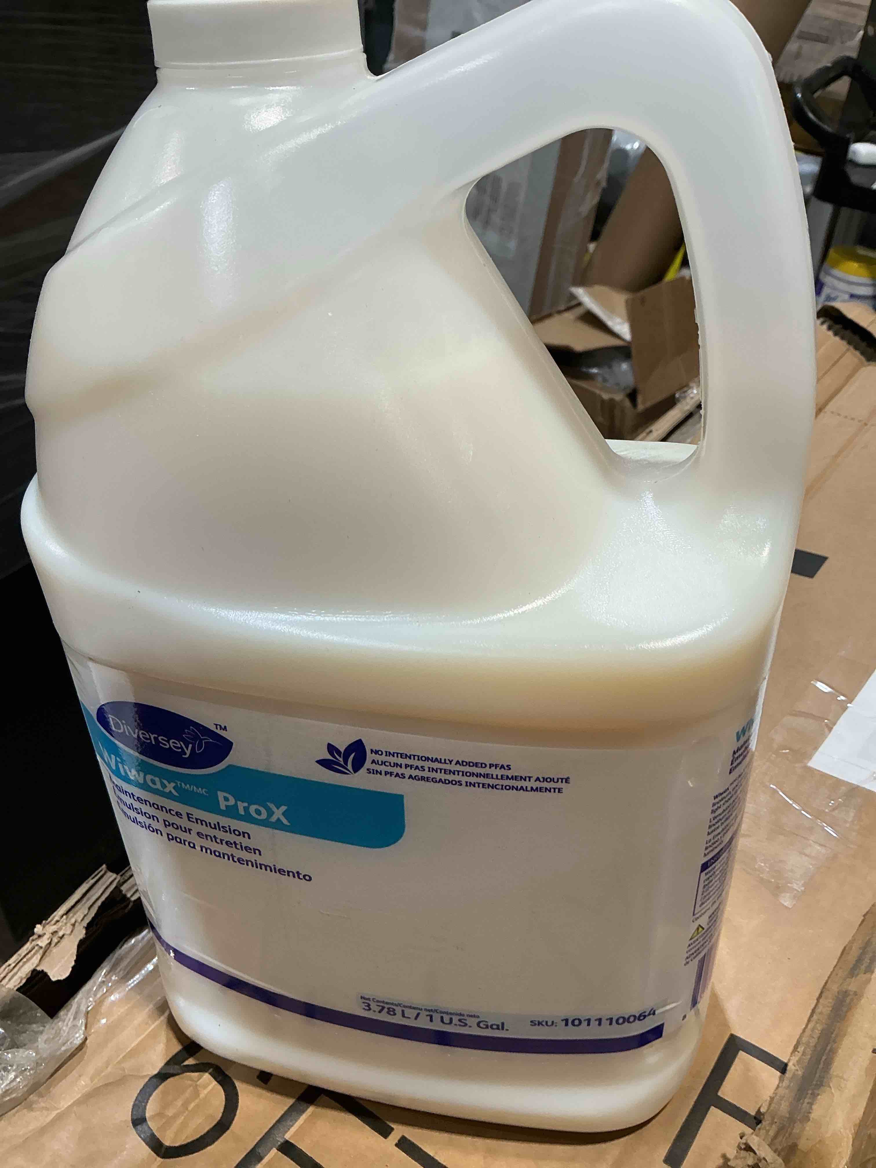 Condition photo showing New/Like New for diversey 101110064 wiwax prox floor cleaning & maintenance emulsion liquid, commercial strength sealer for rubber, concrete & stone floors, concentrate, 1-gallon