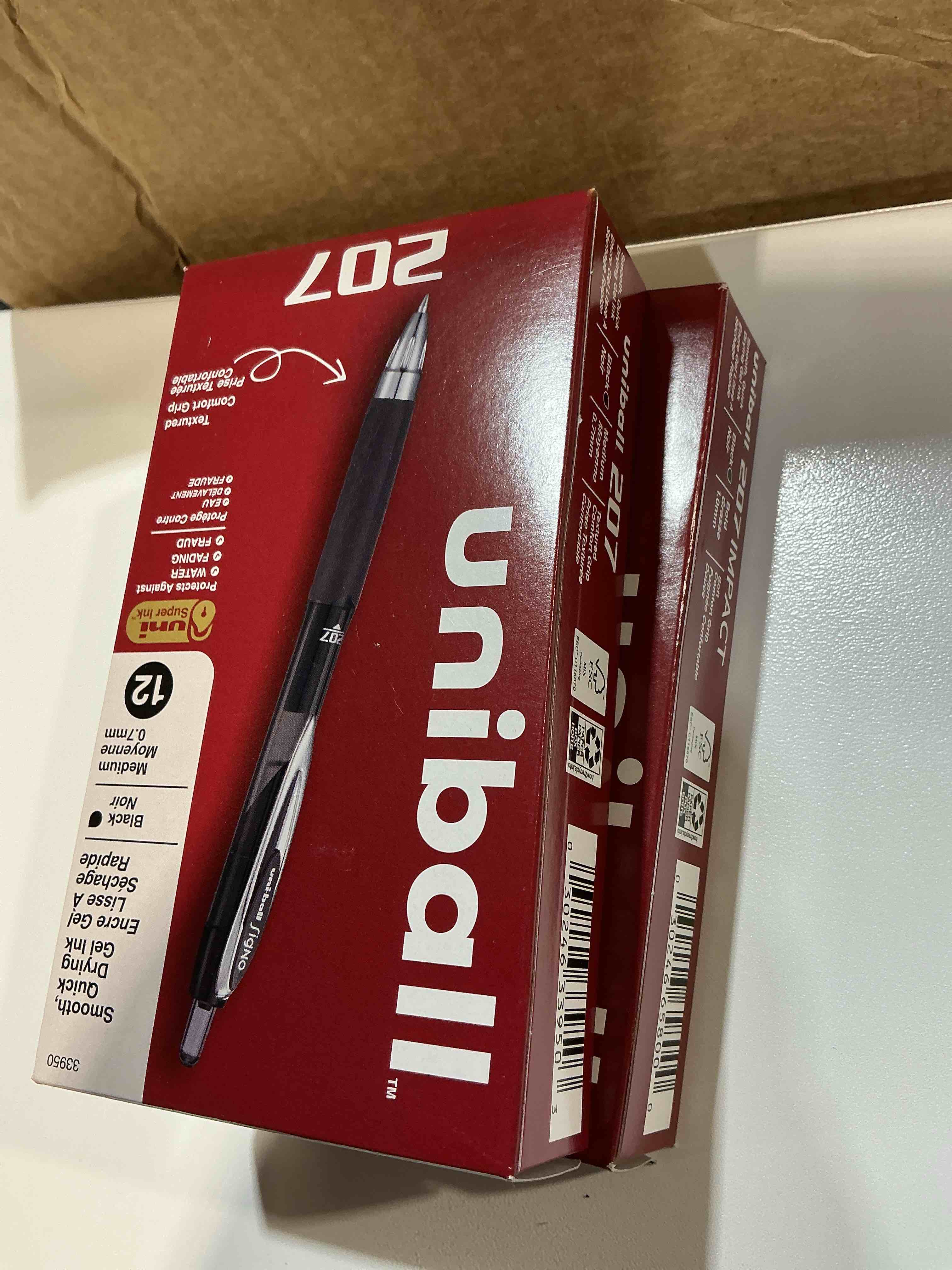 Condition photo showing New/Like New for uniball 207 retractable gel pens  medium point (0.7mm)  black ink  12 count ( 2 boxes ) 