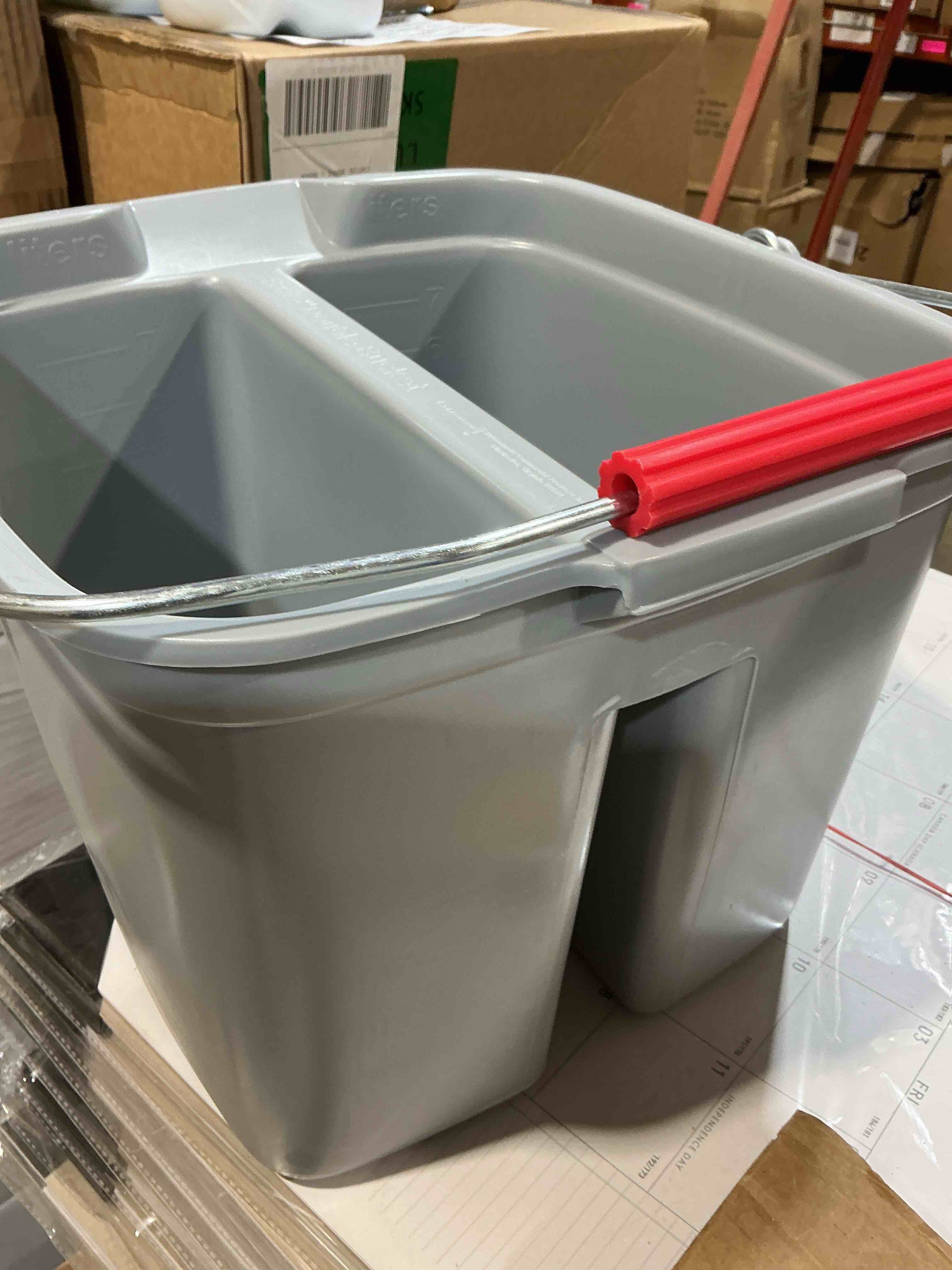 Condition photo showing New/Like New for rubbermaid commercial 2617gra double utility pail, 17qt, gray