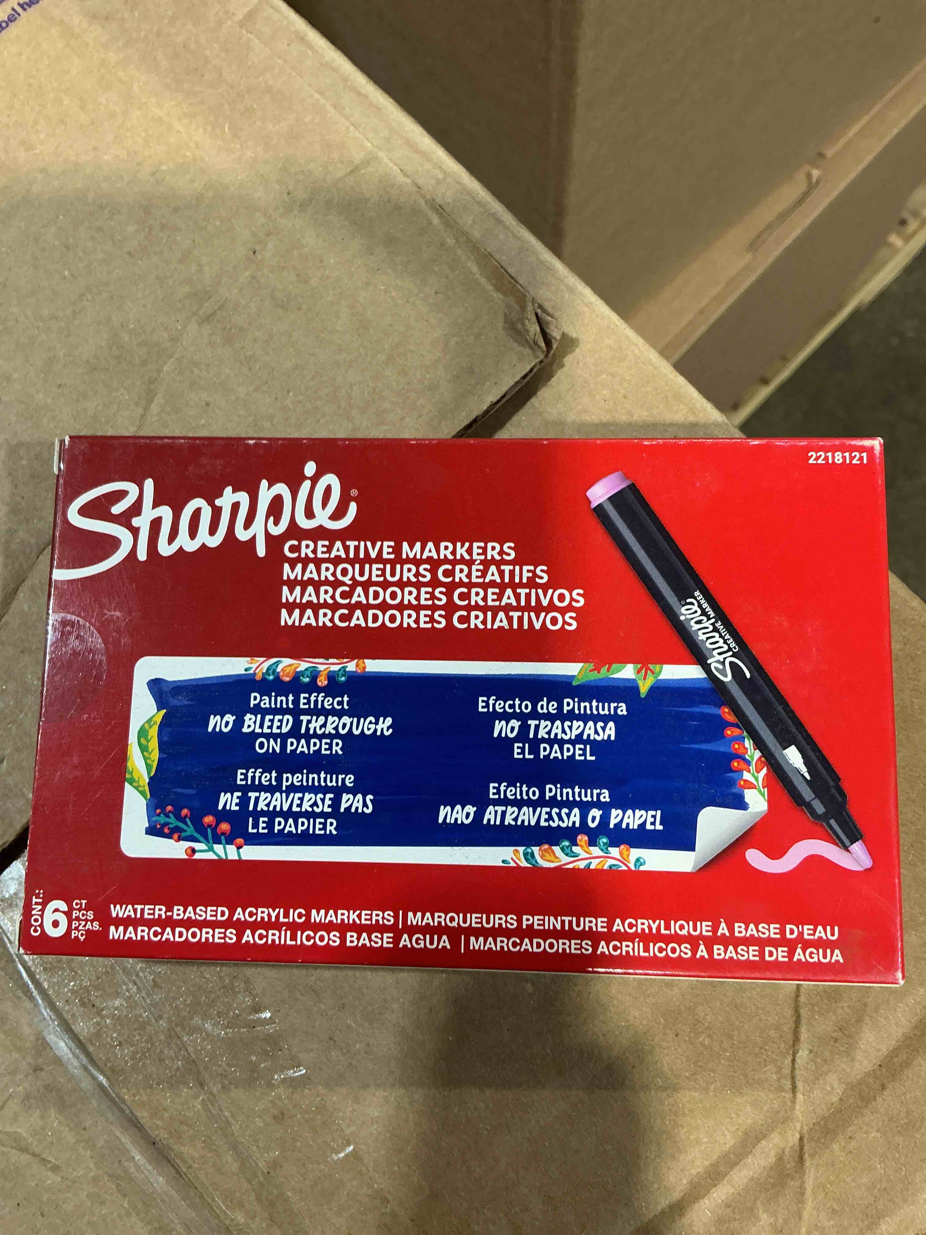 Condition photo showing New/Like New for sharpie creative marker acrylic paint pens | bullet tip water-based paint markers | rose pink | no-bleed ink writes on most surfaces | school & revision supplies | 6 count