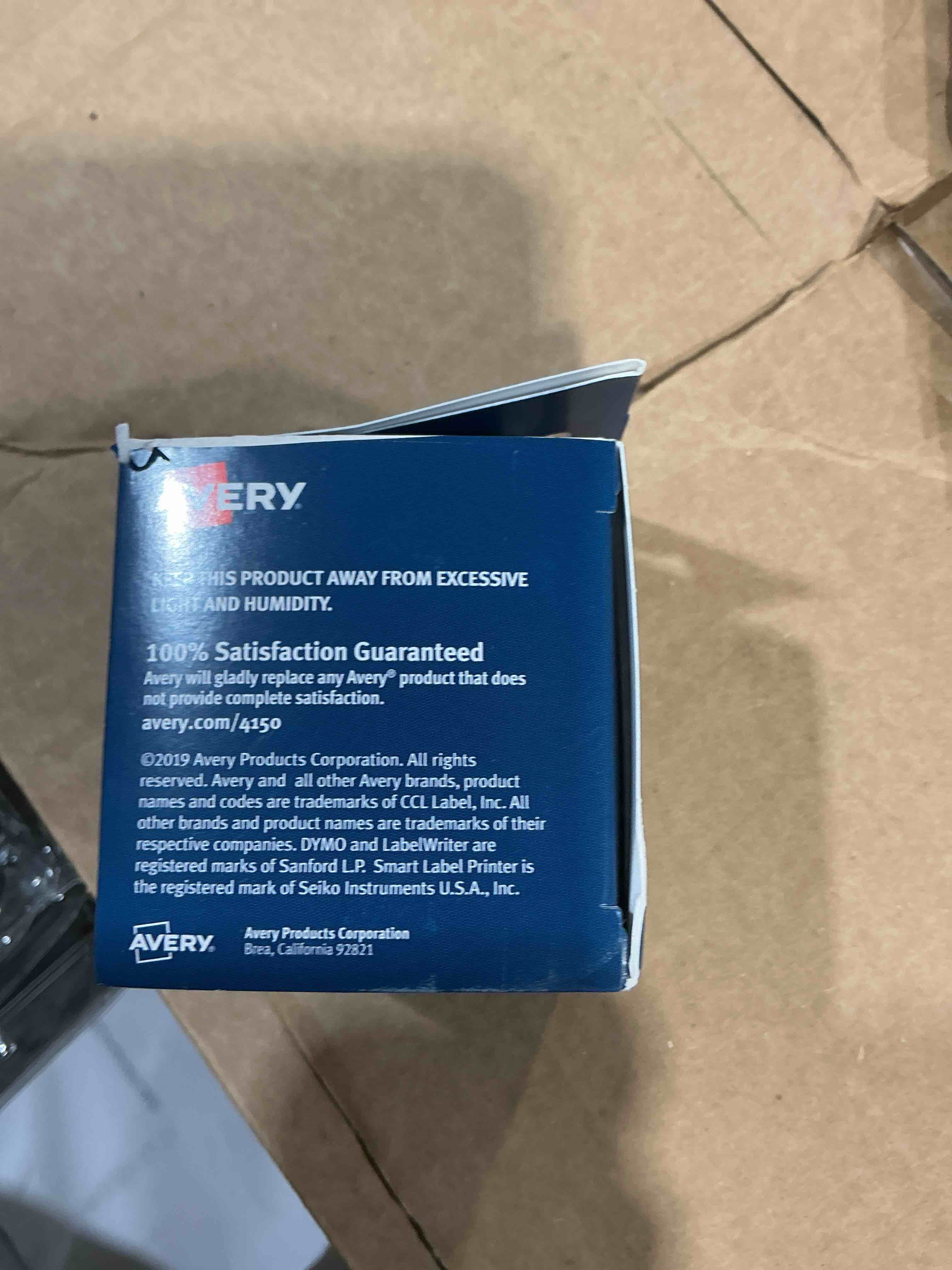 Condition photo showing New/Like New for avery direct thermal address labels, 1-1/8" x 3-1/2", white, comparable to dymo 30251, 130 blank labels per roll, 2 rolls, 260 total (4150)