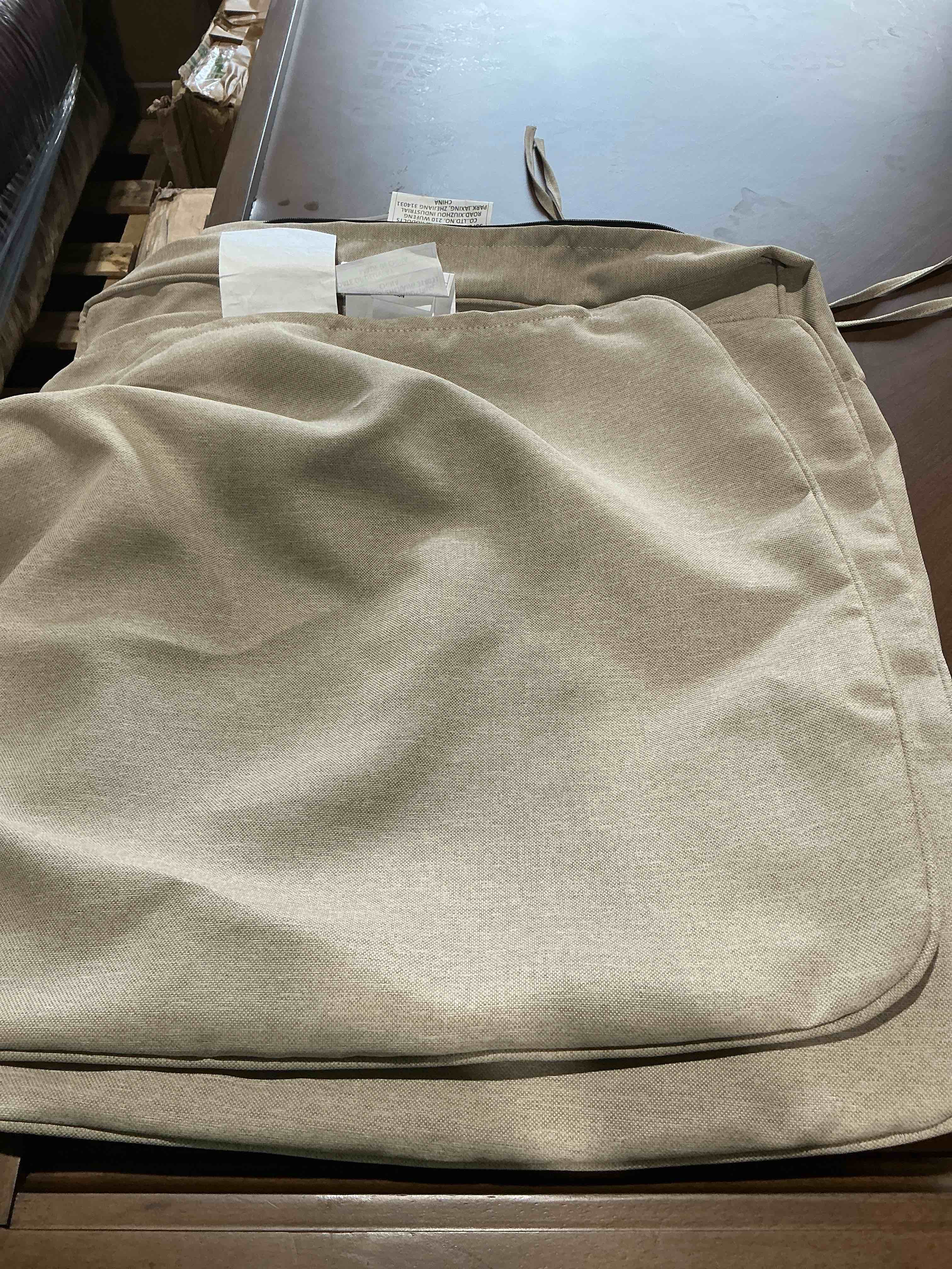 Condition photo showing Good Condition for aoodor 24 x 24 inch outdoor seat cushion set of 2, water-resistant & fade resistant deep seat and back cushion with removable cover for patio furniture chair, sofa and couch, beige taupe