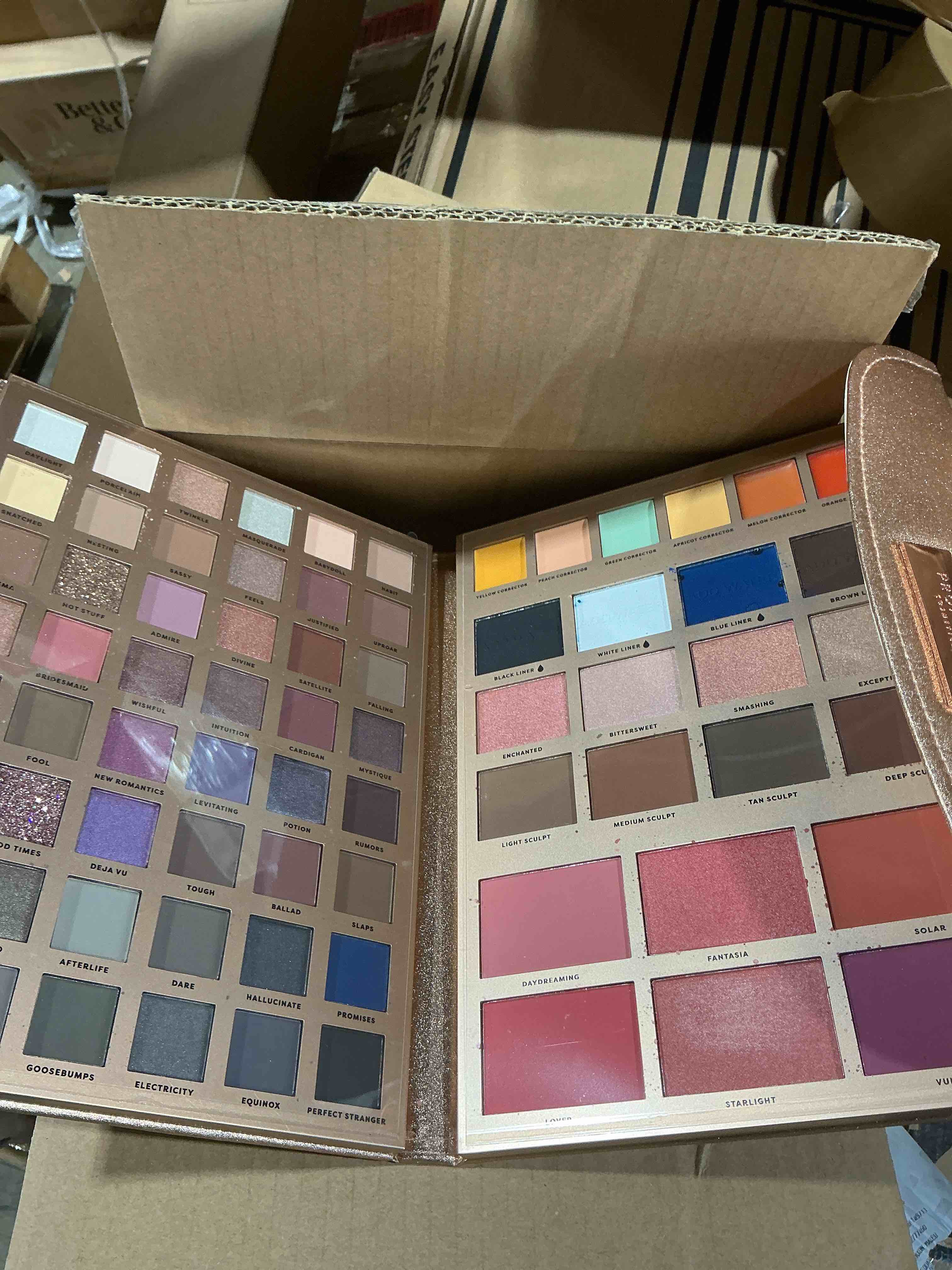 Condition photo showing Good Condition for profusion cosmetics artistry attire 72 pc all-in-one makeup palette, fold-out portfolio with eyeshadows, blushes, bronzer, highlighters, eyeliners & correctors, full face kit