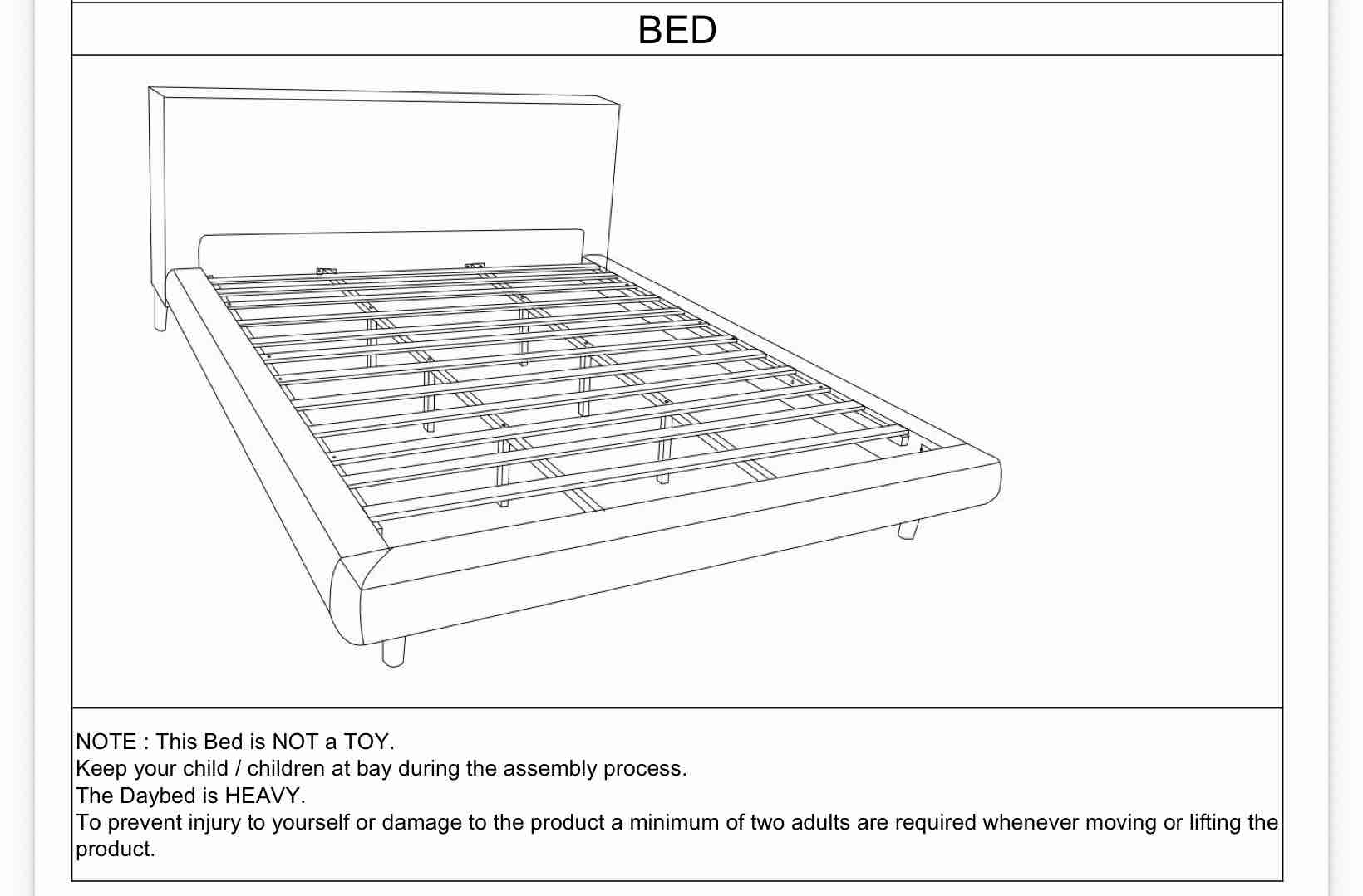 Upholstered Platform Bed  Box 1 of 2 Only